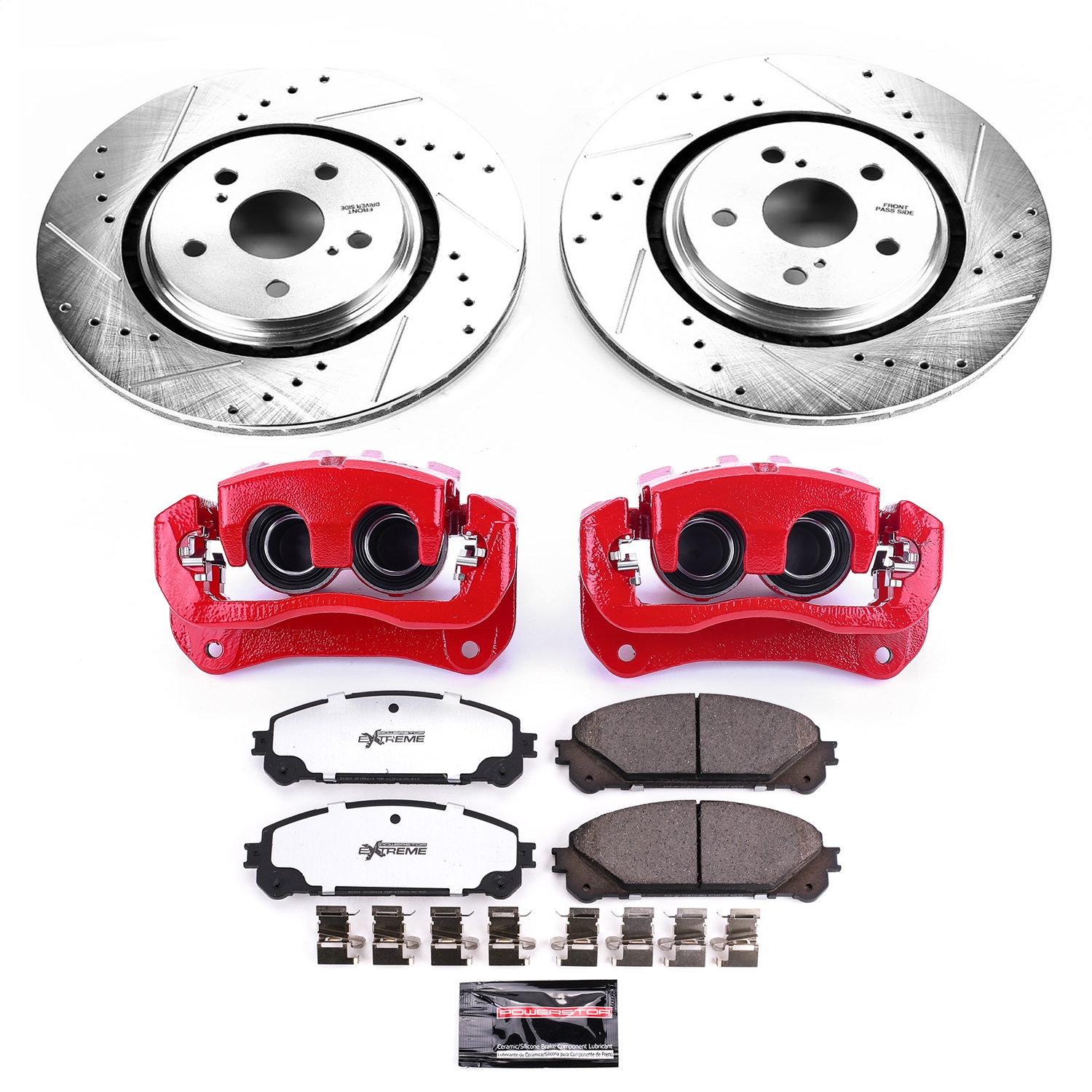 Power Stop - KC7688-36 - Front - Disc Brake Pad/Caliper and Rotor Kit