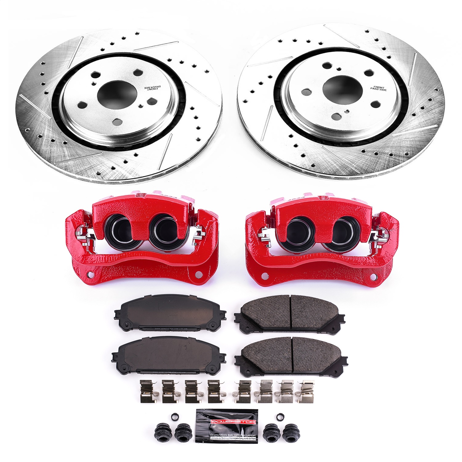 Power Stop - KC7688 - Front - Disc Brake Pad/Caliper and Rotor Kit