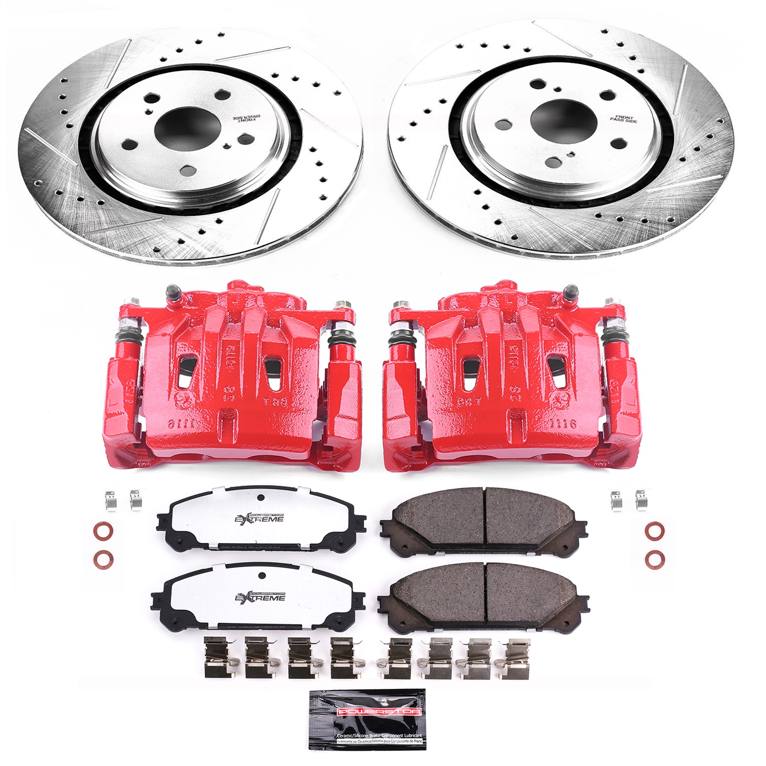 Power Stop - KC7688A-36 - Front - Disc Brake Pad/Caliper and Rotor Kit