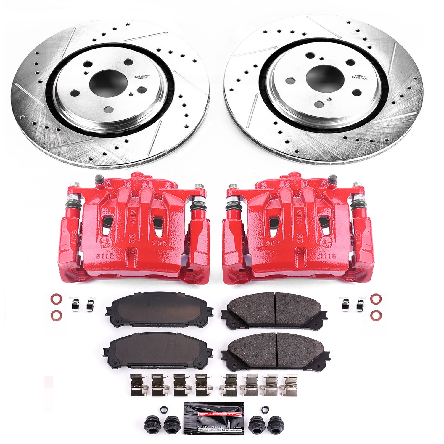 Power Stop - KC7688A - Front - Disc Brake Pad/Caliper and Rotor Kit