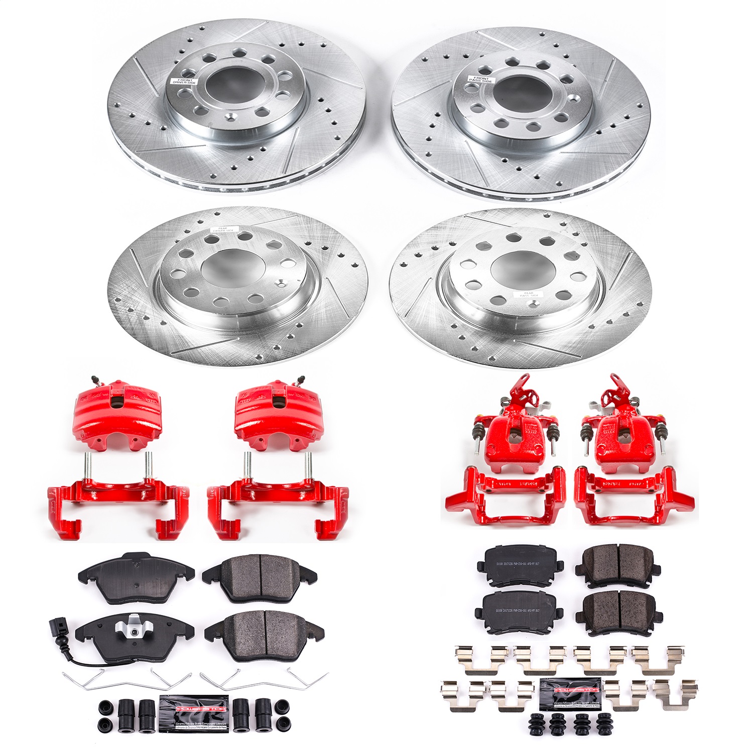 Power Stop - KC7837 - Front and Rear - Disc Brake Pad/Caliper and Rotor Kit
