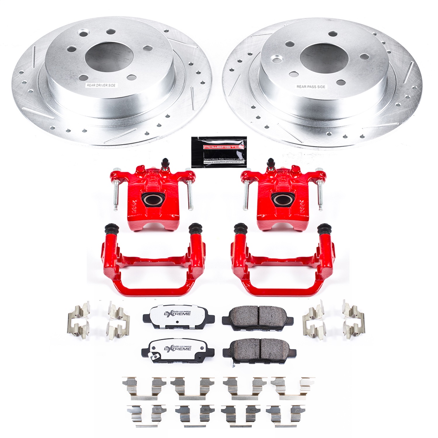 Power Stop - KC7864 - Rear - Disc Brake Pad/Caliper and Rotor Kit