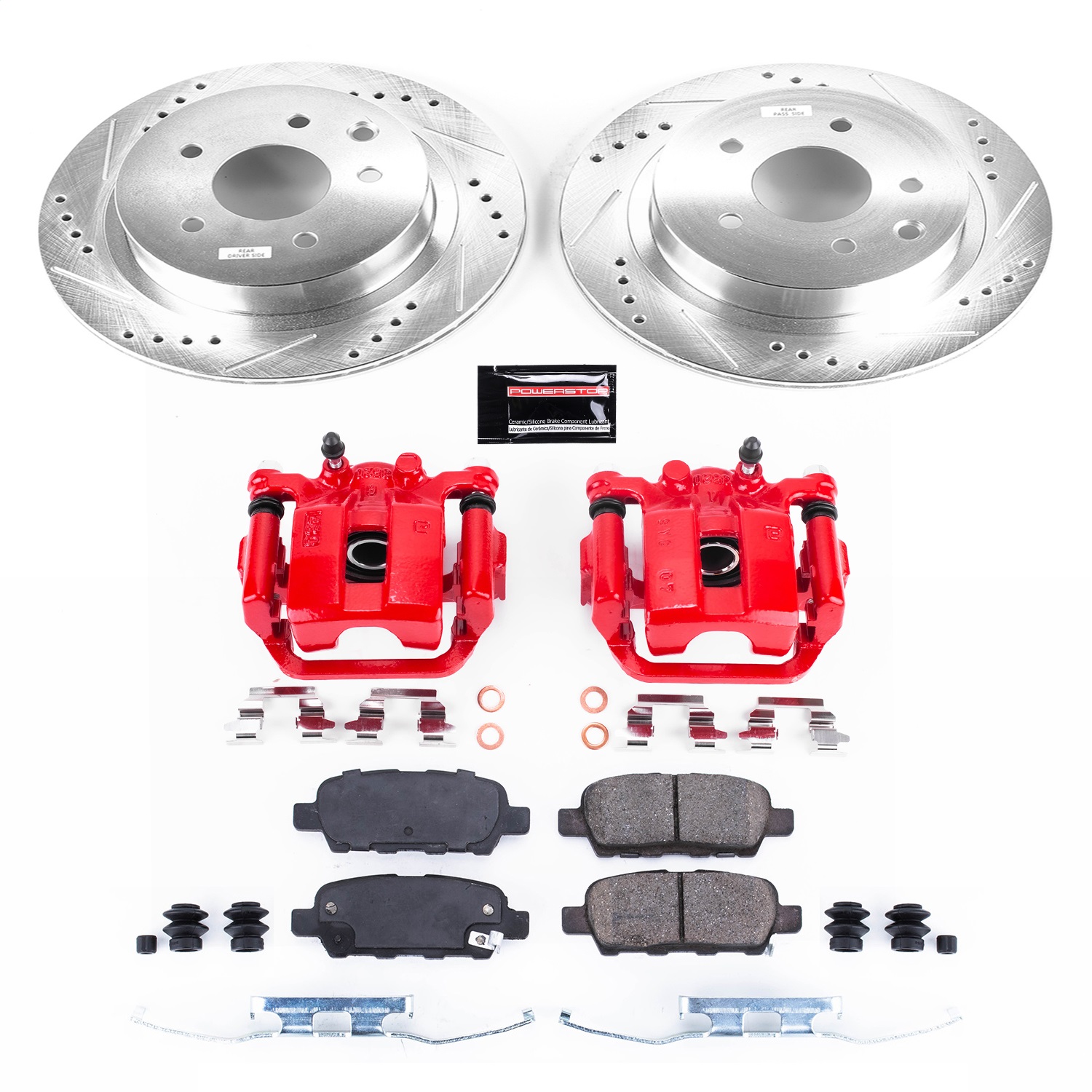 Power Stop - KC7881 - Rear - Disc Brake Pad/Caliper and Rotor Kit