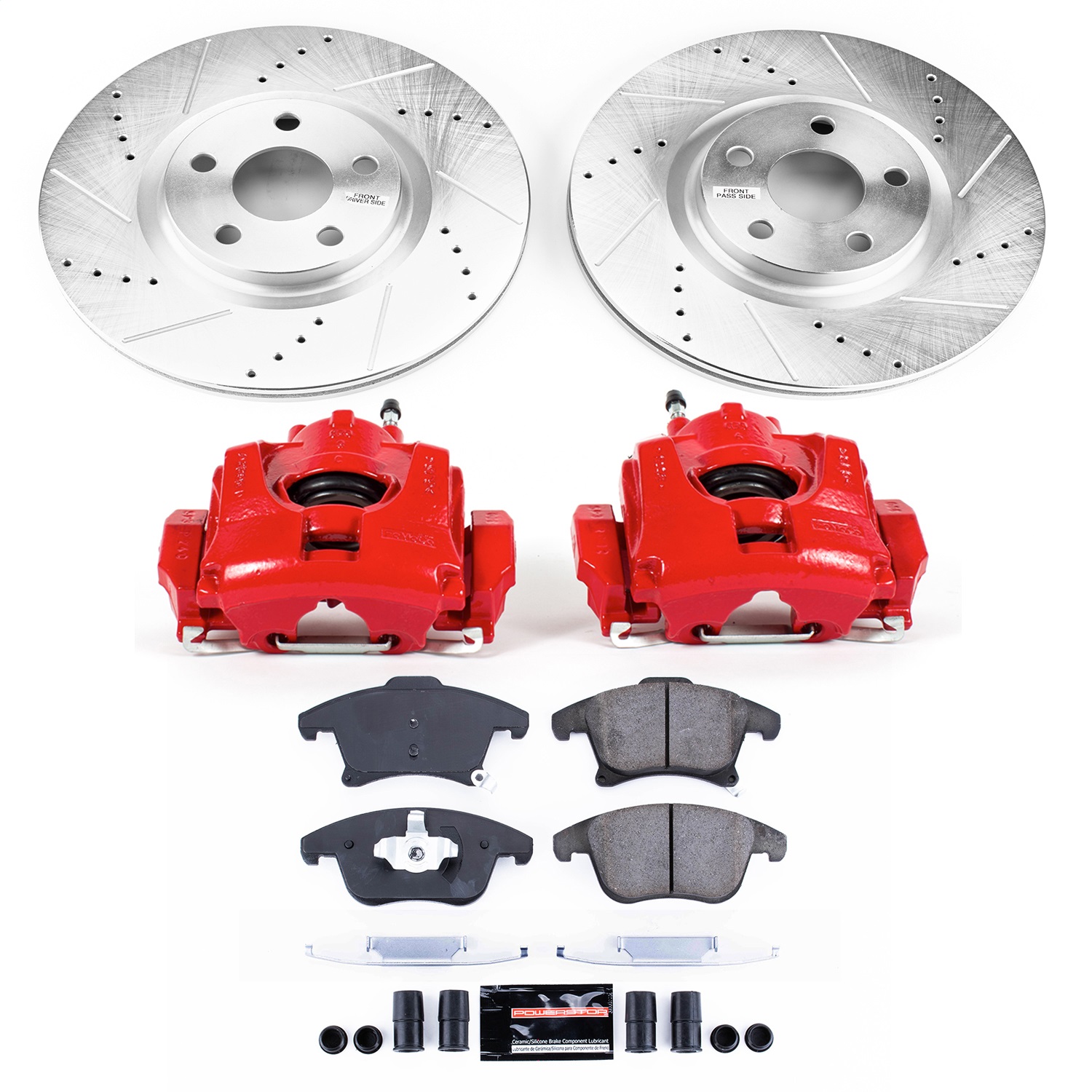 Power Stop - KC7885 - Front - Disc Brake Pad/Caliper and Rotor Kit
