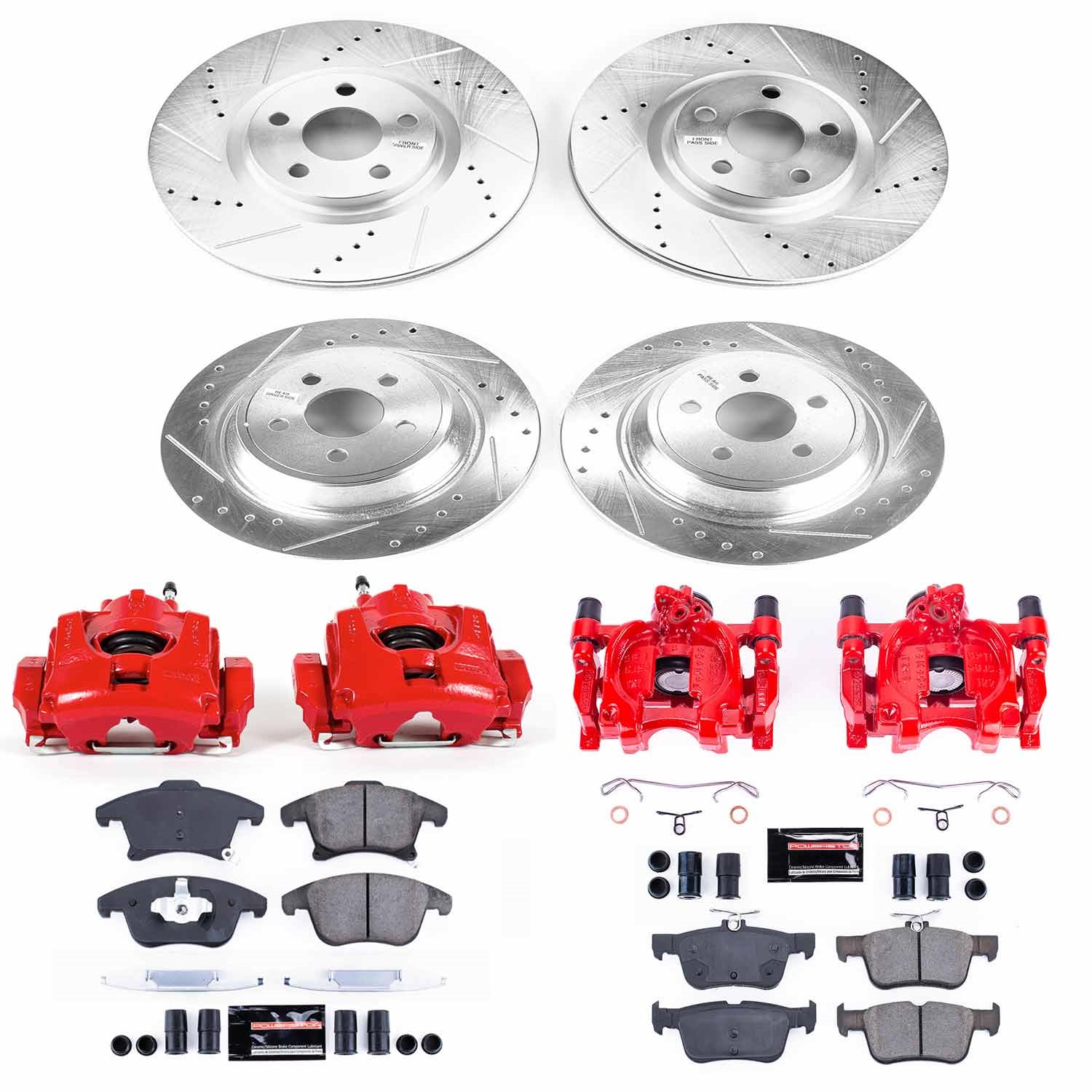 Power Stop - KC7912 - Front and Rear - Disc Brake Pad/Caliper and Rotor Kit