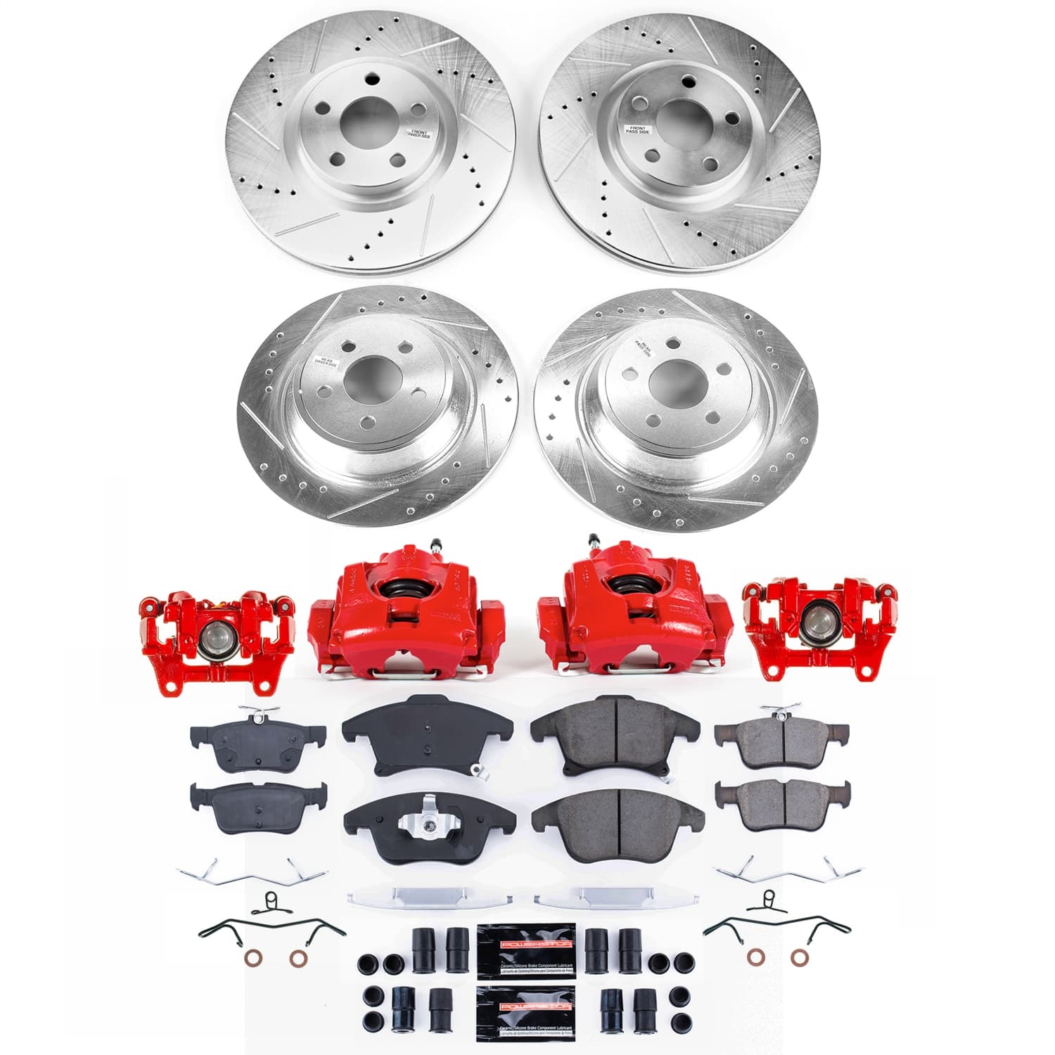 Power Stop - KC7912A - Front and Rear - Disc Brake Pad/Caliper and Rotor Kit