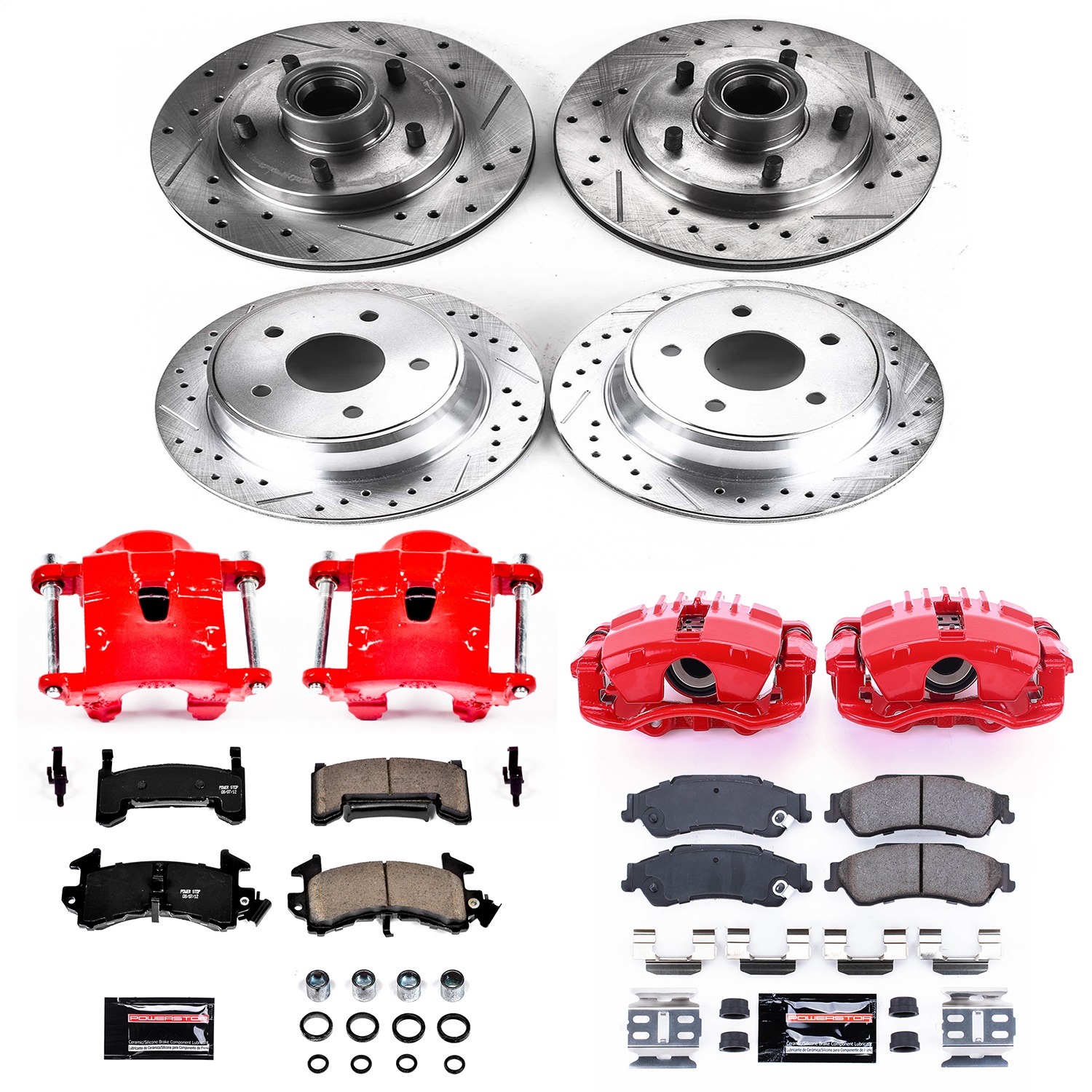 Power Stop - KC7913 - Front and Rear - Disc Brake Pad/Caliper and Rotor Kit