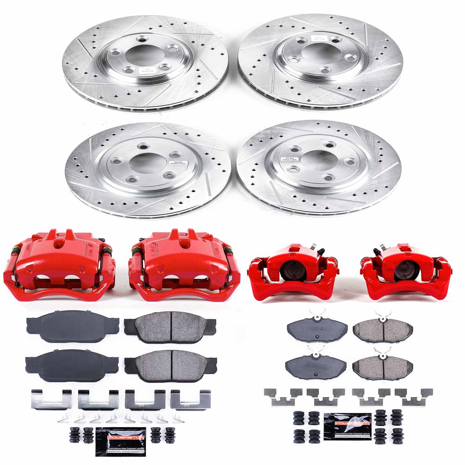 Power Stop - KC7937 - Front and Rear - Disc Brake Pad/Caliper and Rotor Kit