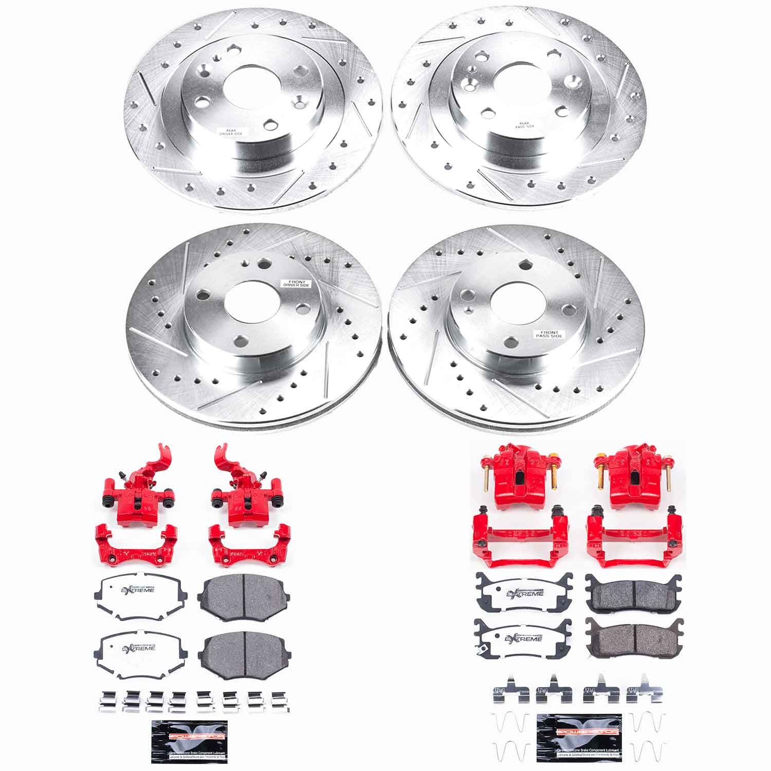 Power Stop - KC794-26 - Front and Rear - Disc Brake Pad/Caliper and Rotor Kit