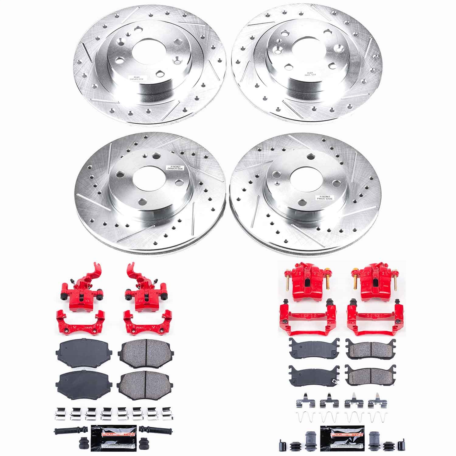 Power Stop - KC794 - Front and Rear - Disc Brake Pad/Caliper and Rotor Kit