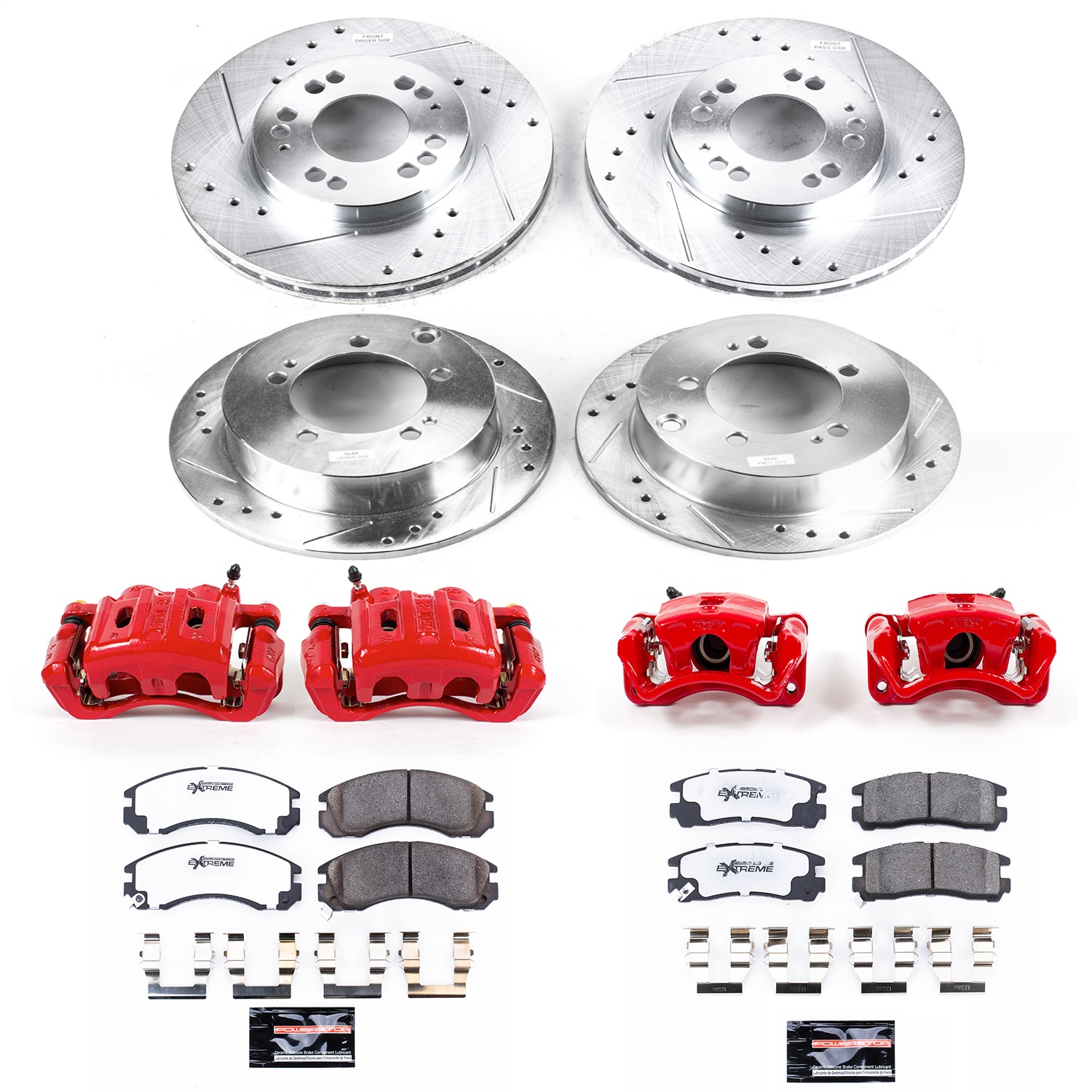 Power Stop - KC802-26 - Front and Rear - Disc Brake Pad/Caliper and Rotor Kit