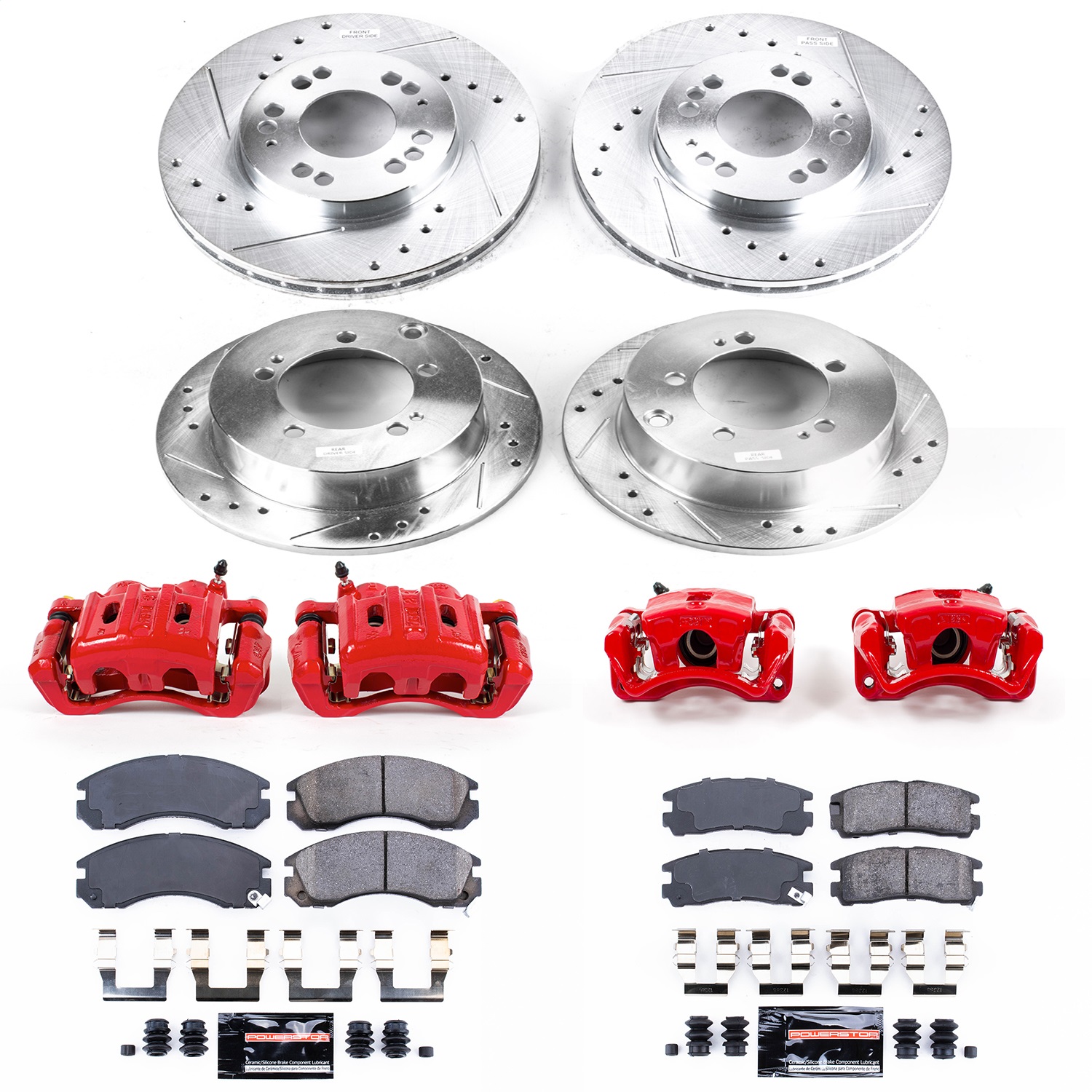 Power Stop - KC802 - Front and Rear - Disc Brake Pad/Caliper and Rotor Kit