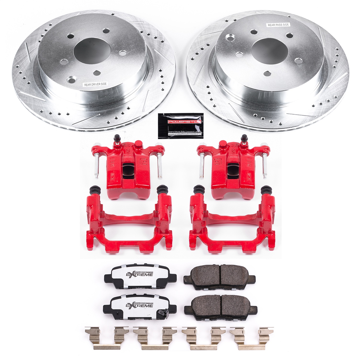 Power Stop - KC8021-26 - Rear - Disc Brake Pad/Caliper and Rotor Kit