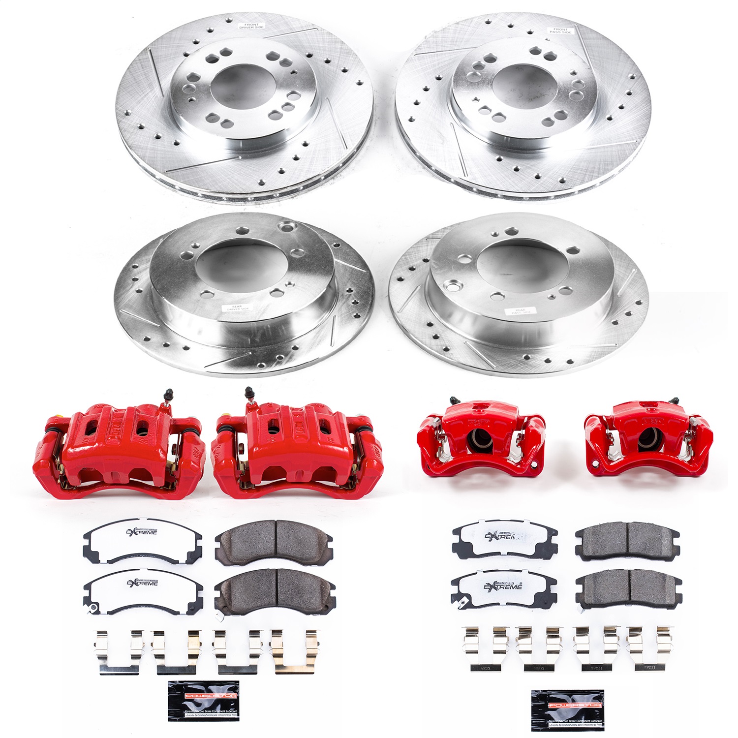 Power Stop - KC802A-26 - Front and Rear - Disc Brake Pad/Caliper and Rotor Kit