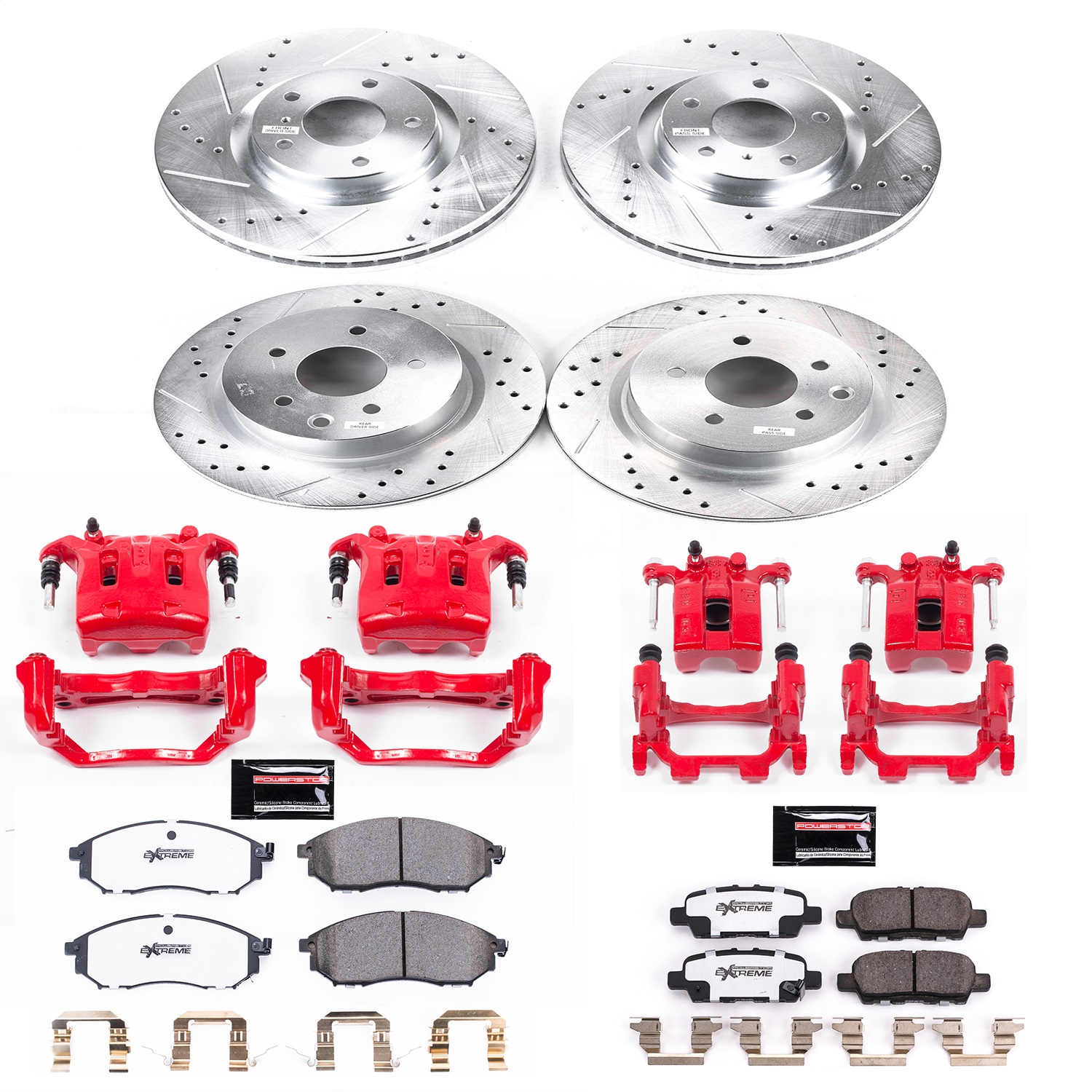 Power Stop - KC8060-26 - Front and Rear - Disc Brake Pad/Caliper and Rotor Kit