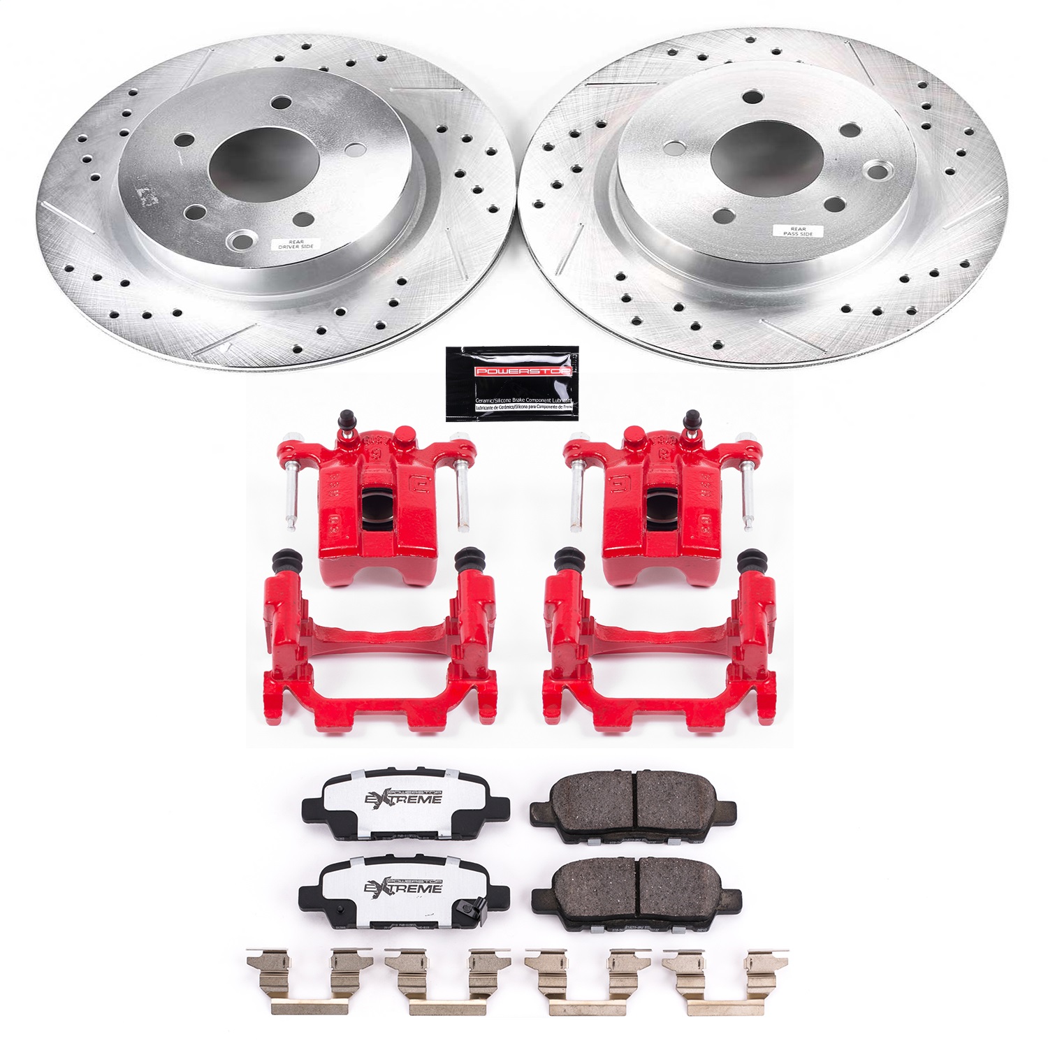 Power Stop - KC8062-26 - Rear - Disc Brake Pad/Caliper and Rotor Kit