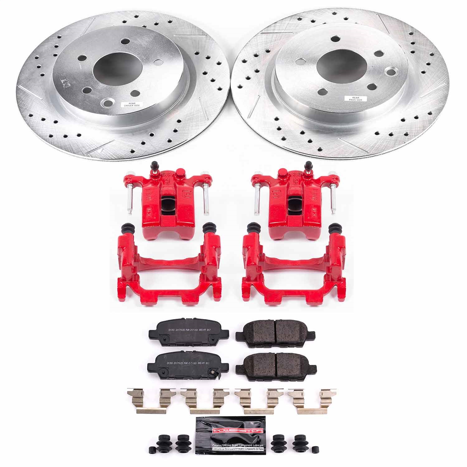 Power Stop - KC8062 - Rear - Disc Brake Pad/Caliper and Rotor Kit