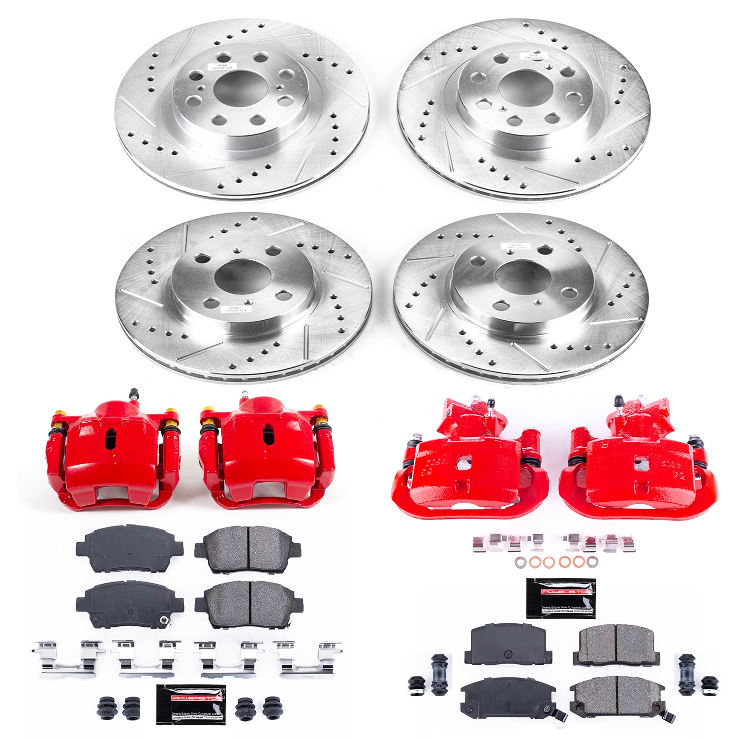 Power Stop - KC822 - Front and Rear - Disc Brake Pad/Caliper and Rotor Kit