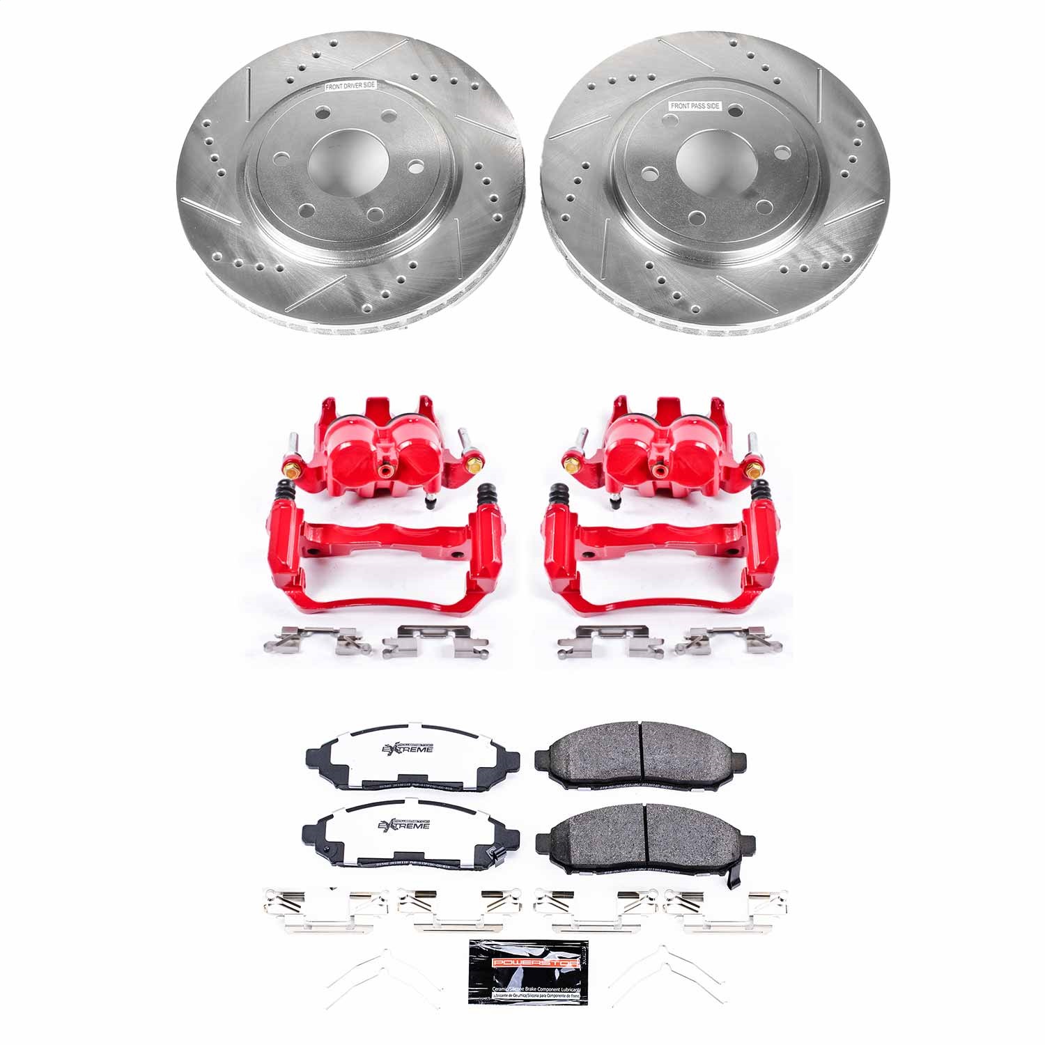 Power Stop - KC8325-36 - Front - Disc Brake Pad/Caliper and Rotor Kit