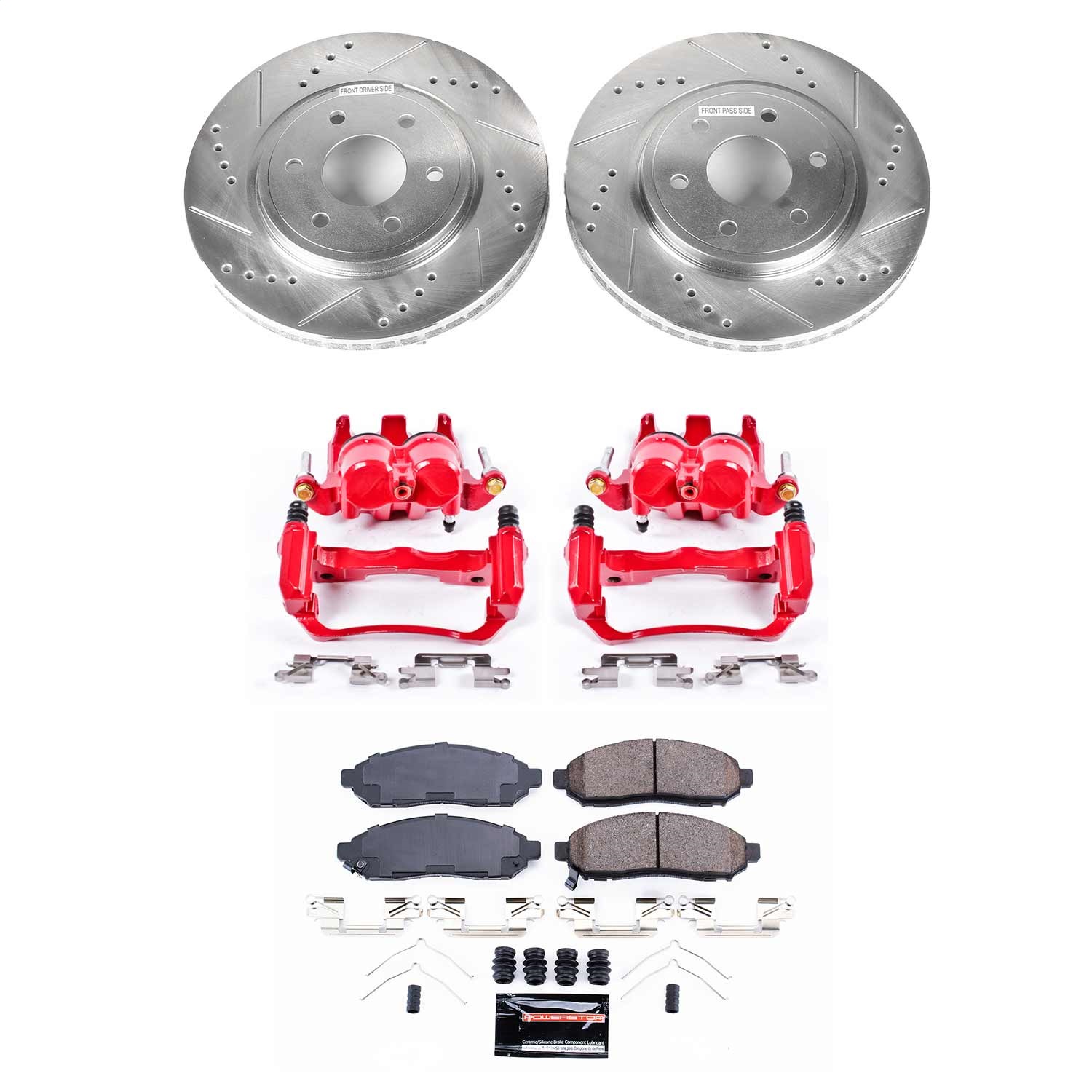 Power Stop - KC8325 - Front - Disc Brake Pad/Caliper and Rotor Kit