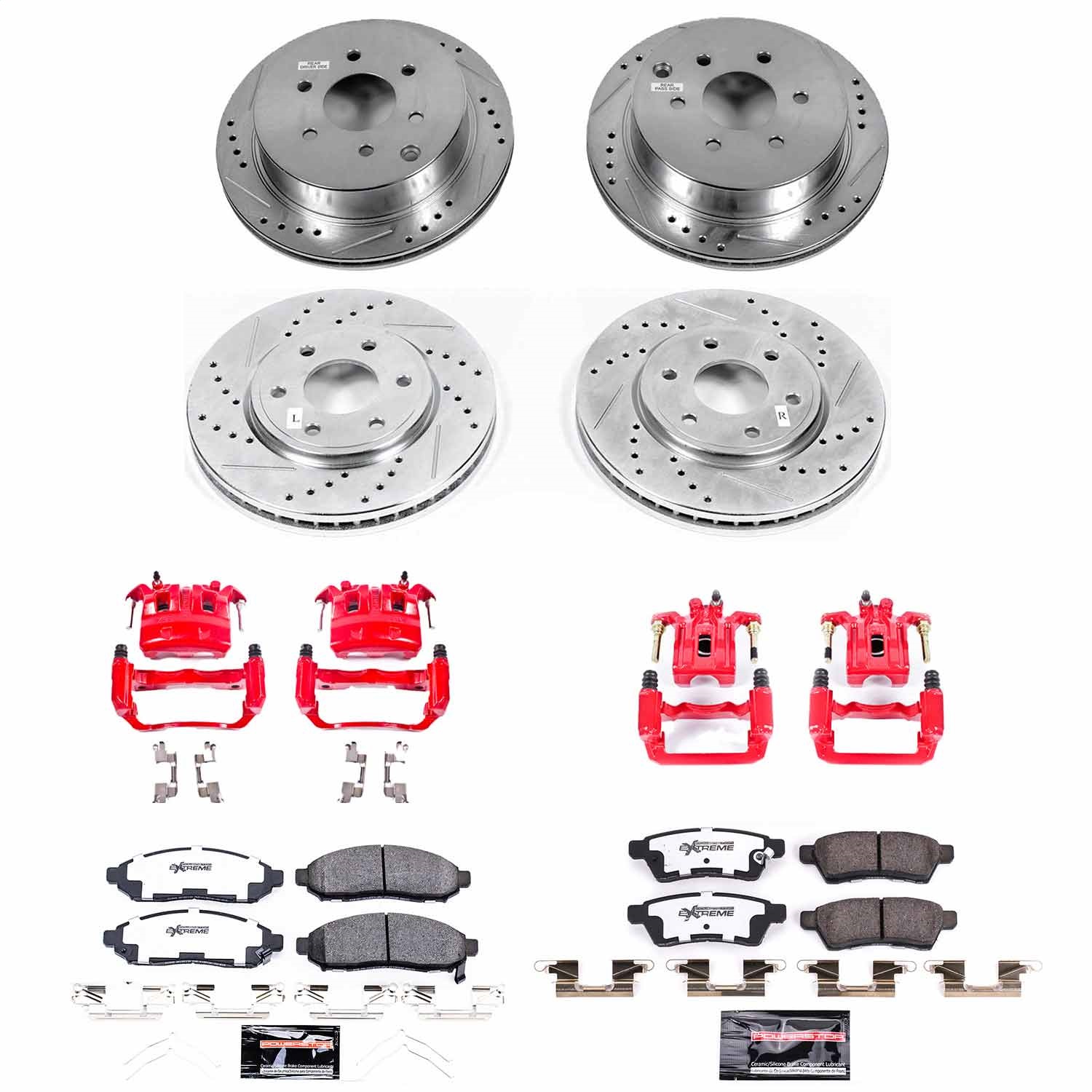 Power Stop - KC8357-36 - Front and Rear - Disc Brake Pad/Caliper and Rotor Kit