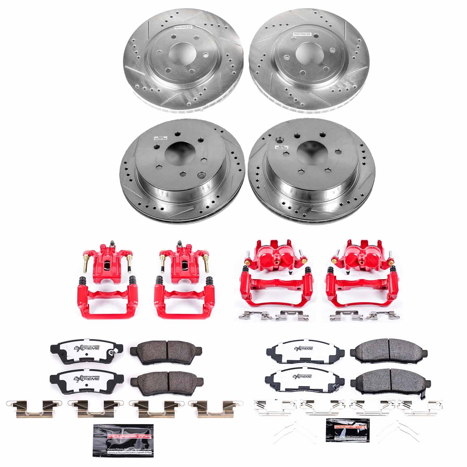 Power Stop - KC8358-36 - Front and Rear - Disc Brake Pad/Caliper and Rotor Kit