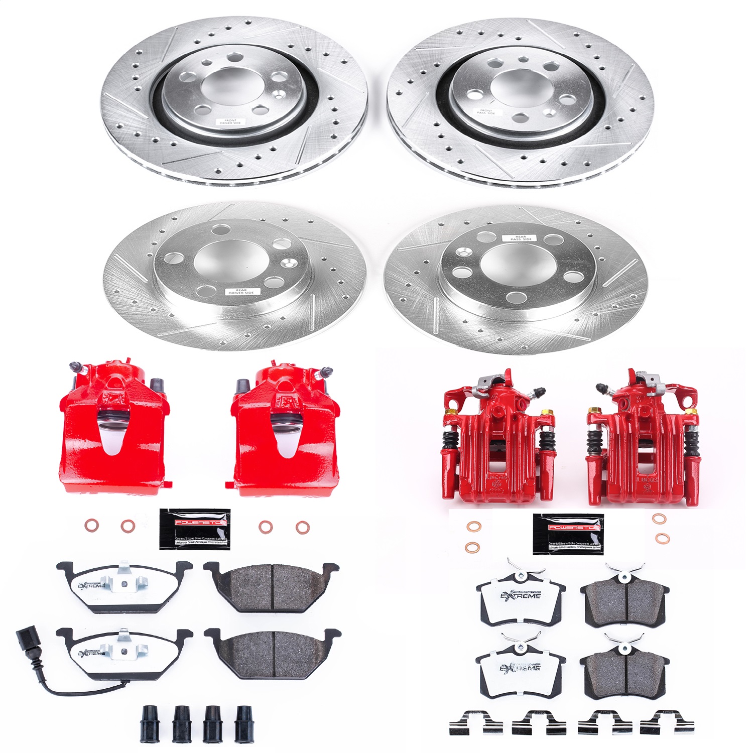 Power Stop - KC840-26 - Front and Rear - Disc Brake Pad/Caliper and Rotor Kit