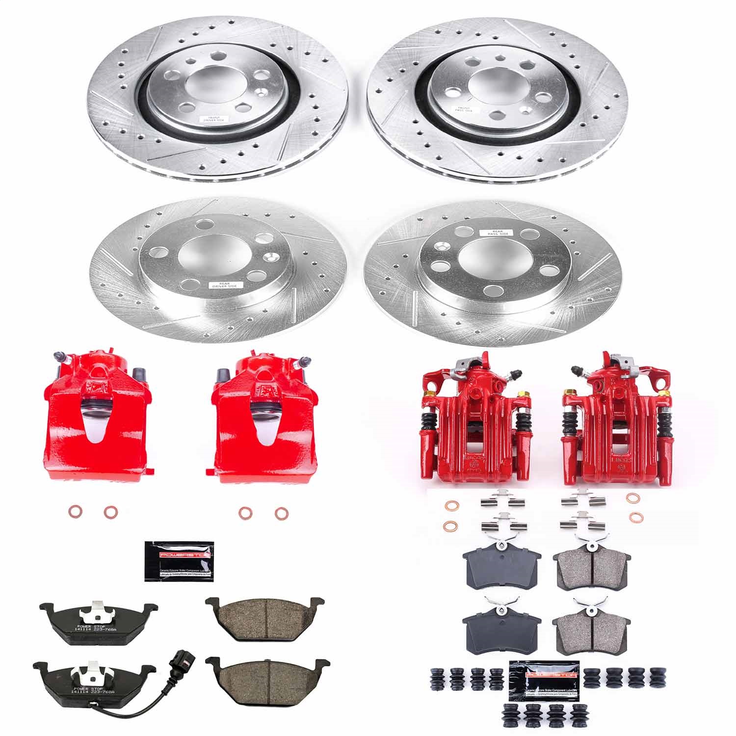 Power Stop - KC840 - Front and Rear - Disc Brake Pad/Caliper and Rotor Kit