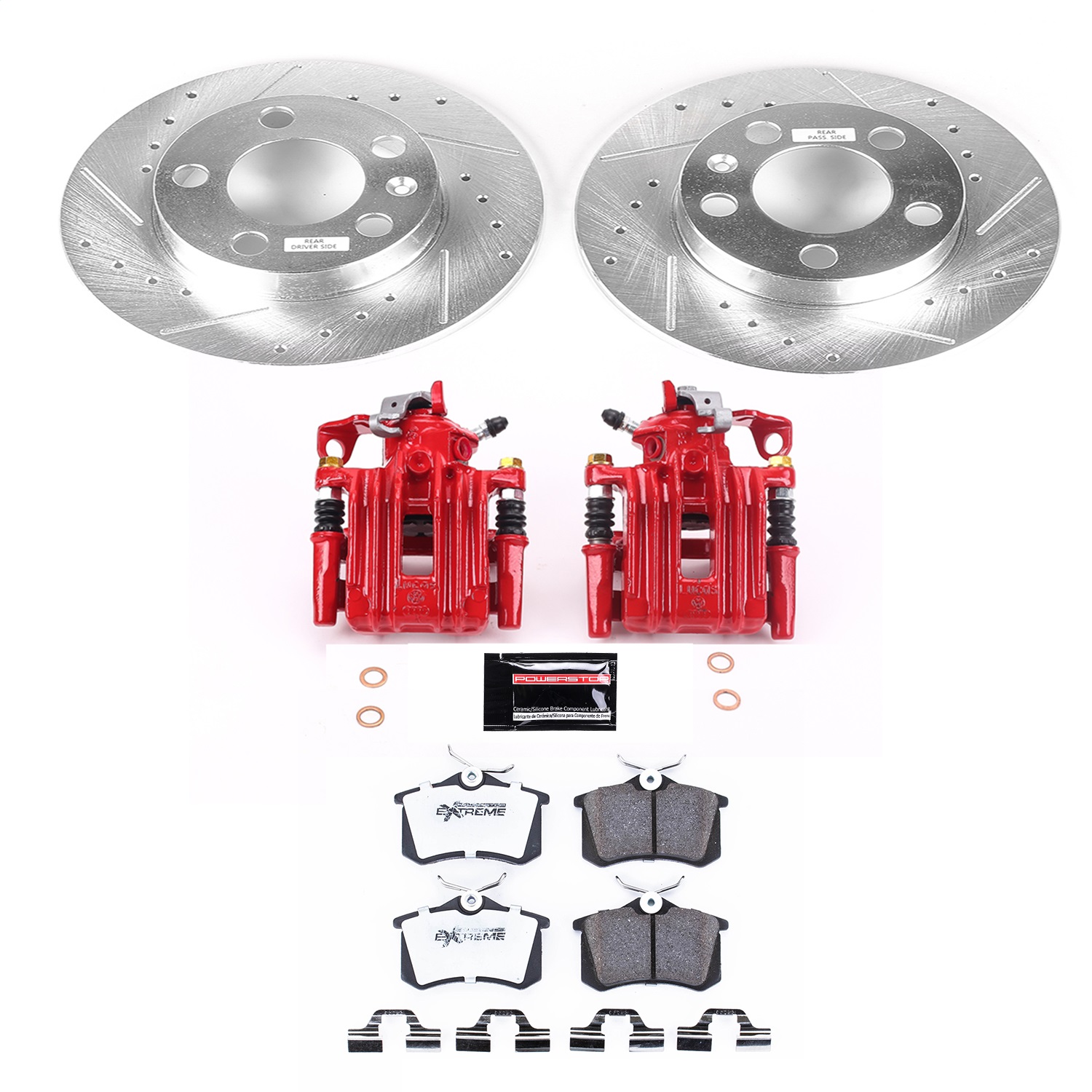 Power Stop - KC847A-26 - Rear - Disc Brake Pad/Caliper and Rotor Kit