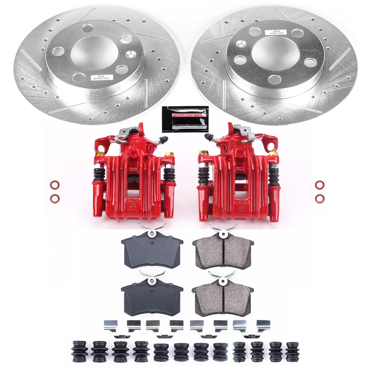 Power Stop - KC847A - Rear - Disc Brake Pad/Caliper and Rotor Kit