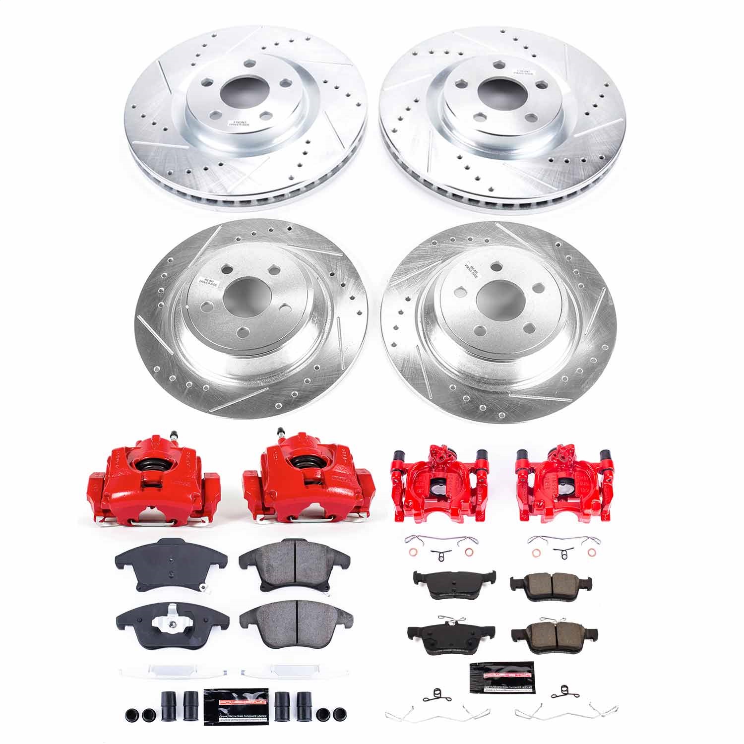 Power Stop - KC8541 - Front and Rear - Disc Brake Pad/Caliper and Rotor Kit