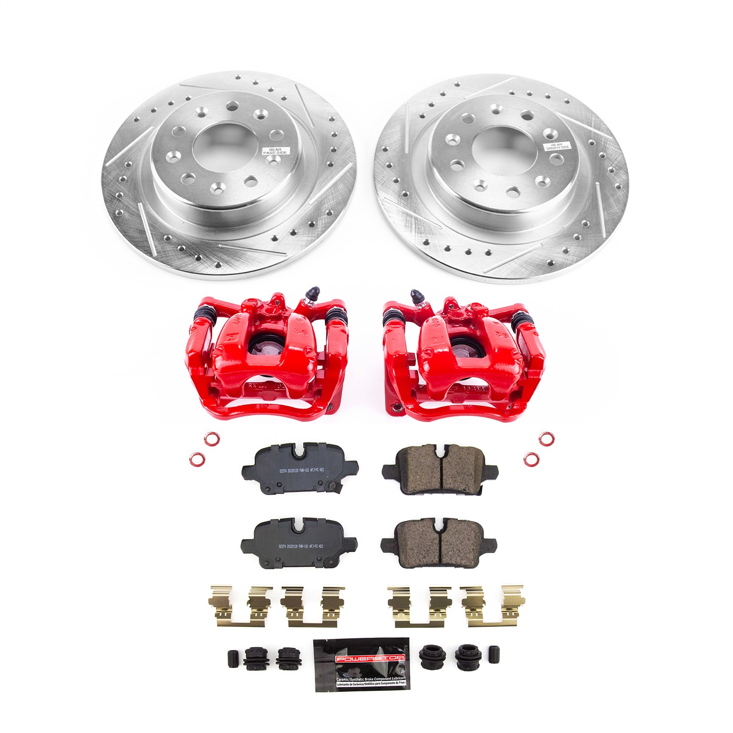 Power Stop - KC8676 - Rear - Disc Brake Pad/Caliper and Rotor Kit