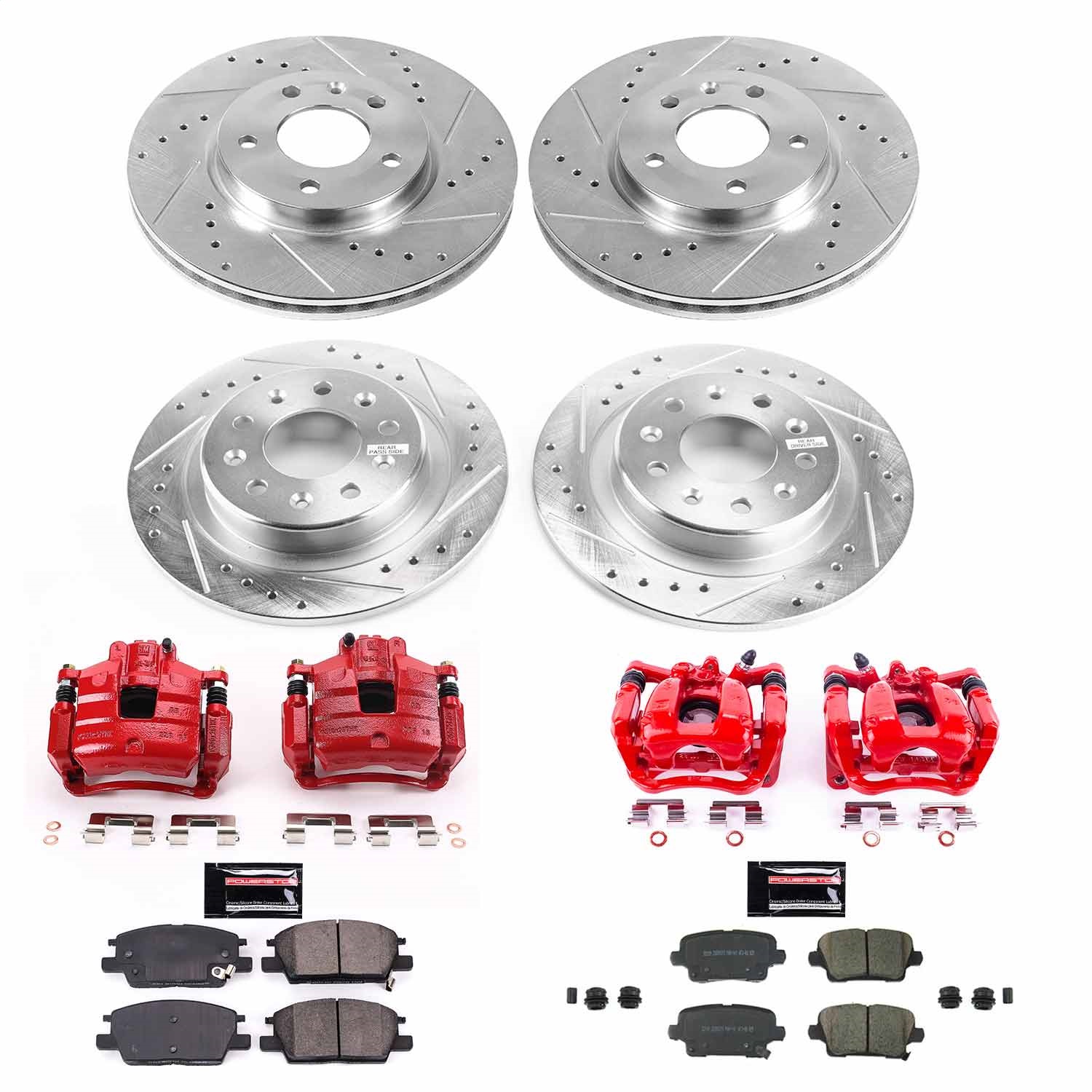 Power Stop - KC8689 - Front and Rear - Disc Brake Pad/Caliper and Rotor Kit