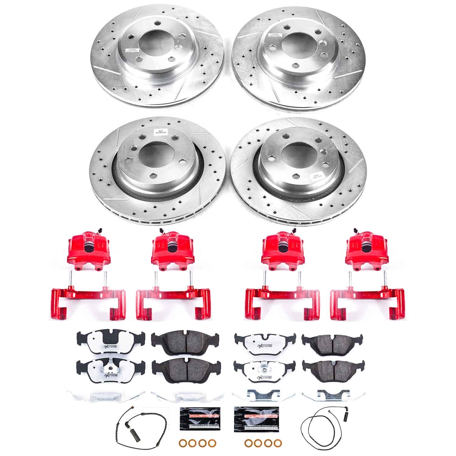 Power Stop - KC871-26 - Front and Rear - Disc Brake Pad/Caliper and Rotor Kit