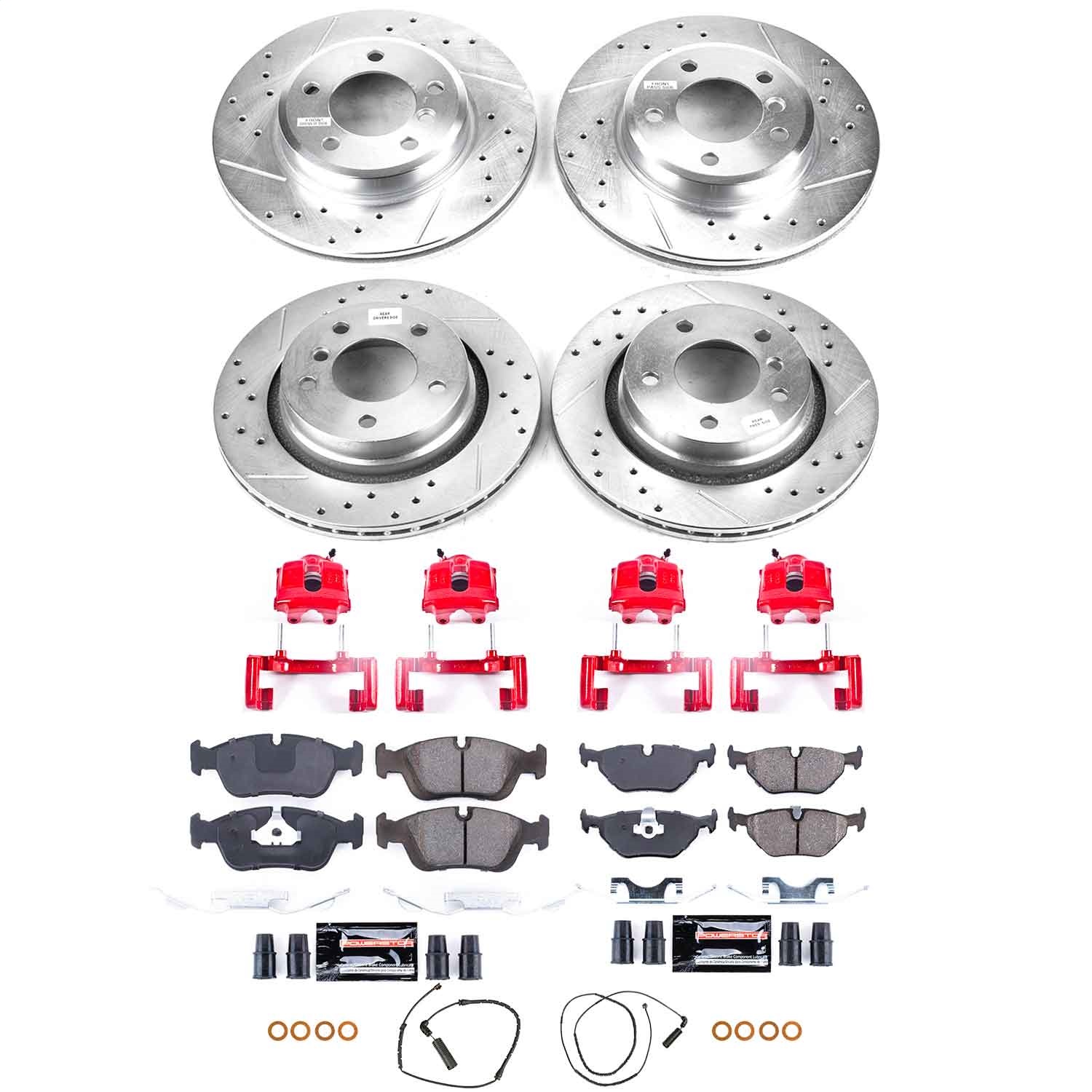 Power Stop - KC871 - Front and Rear - Disc Brake Pad/Caliper and Rotor Kit