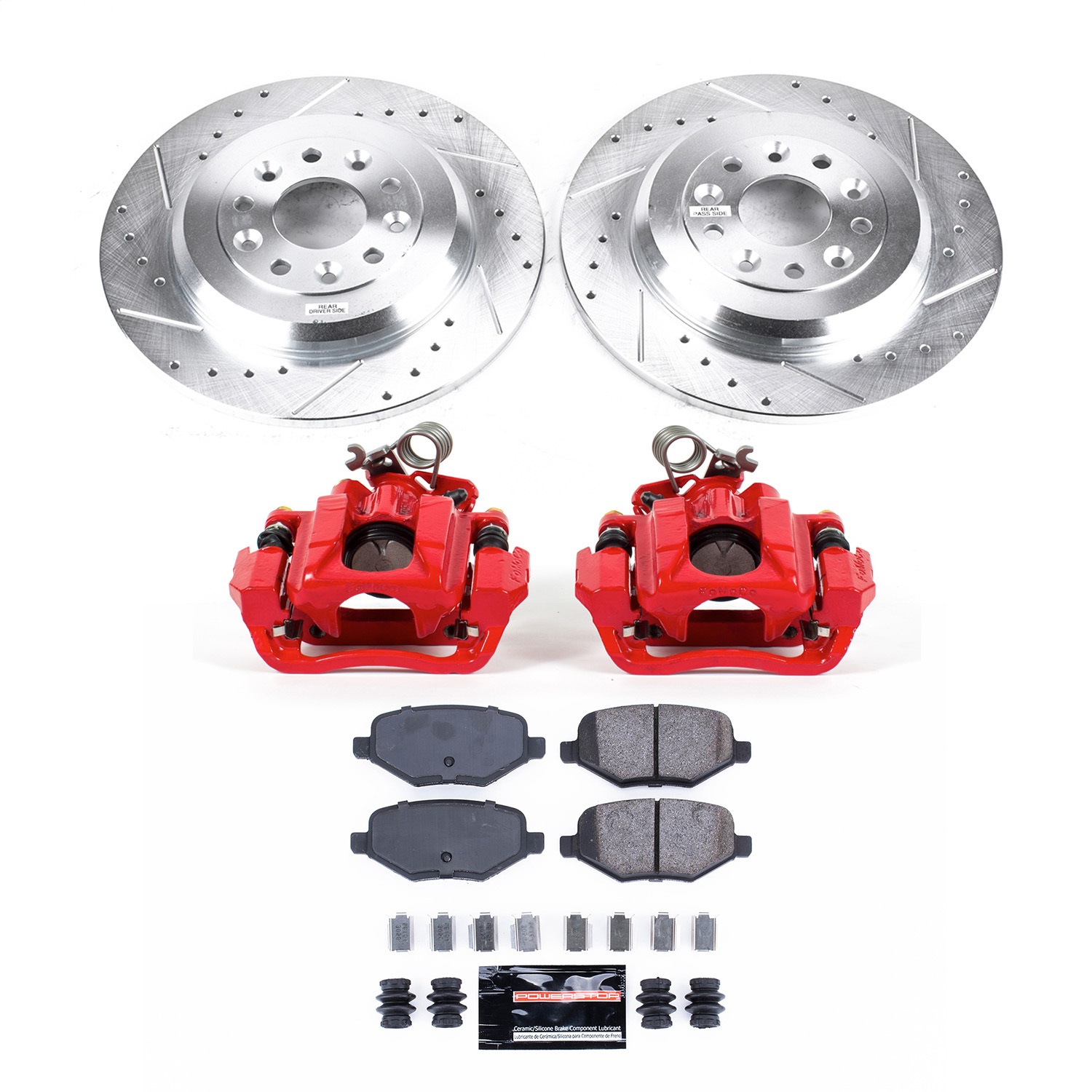 Power Stop - KC8846A - Rear - Disc Brake Pad/Caliper and Rotor Kit
