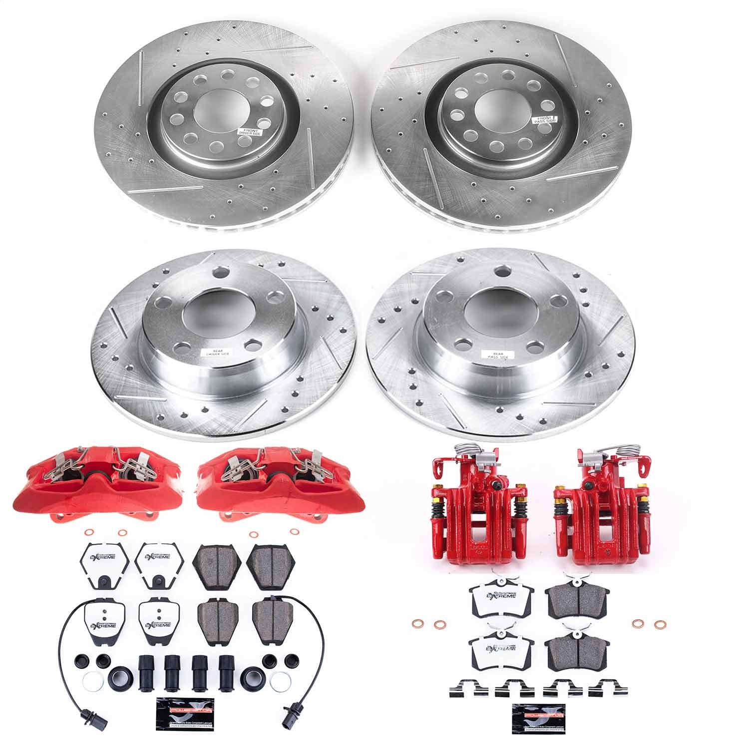 Power Stop - KC889-26 - Front and Rear - Disc Brake Pad/Caliper and Rotor Kit