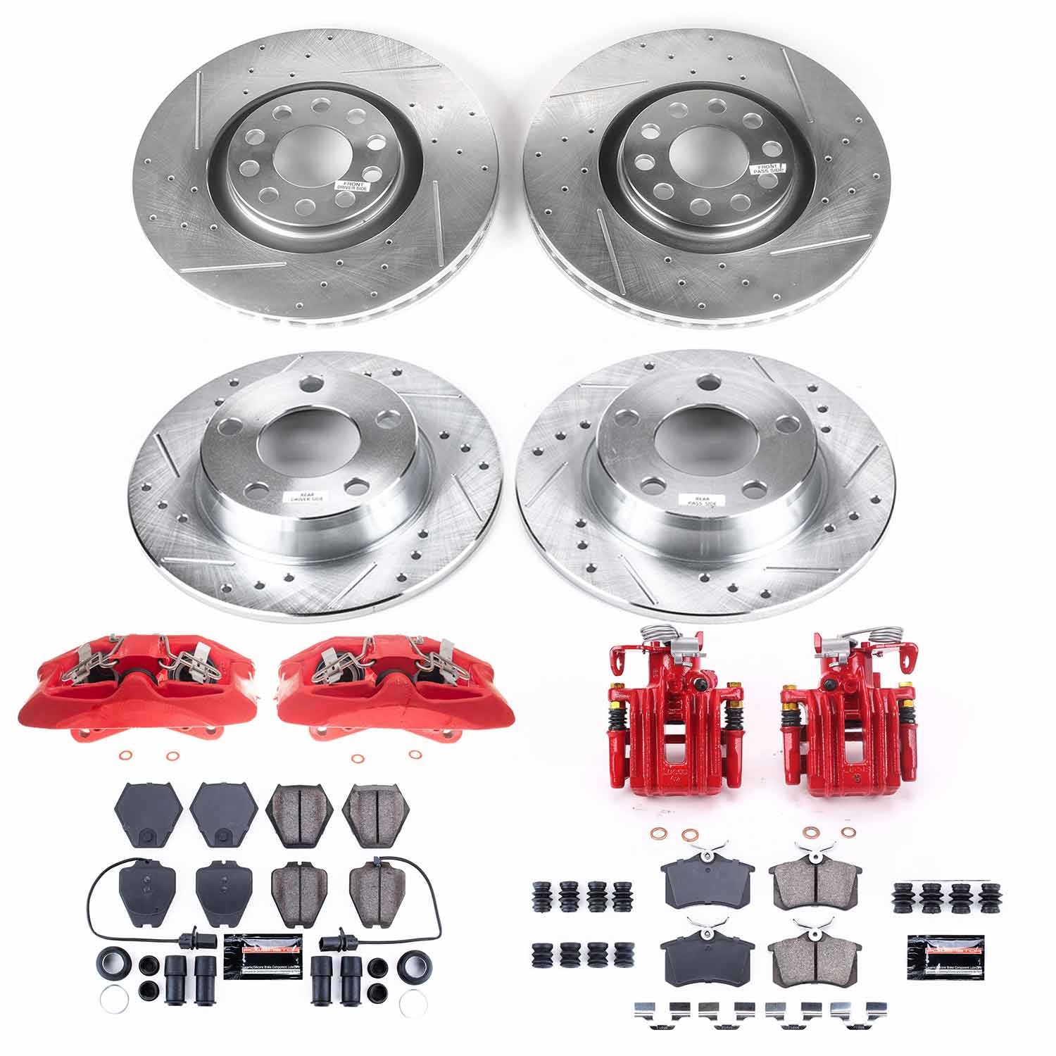 Power Stop - KC889 - Front and Rear - Disc Brake Pad/Caliper and Rotor Kit