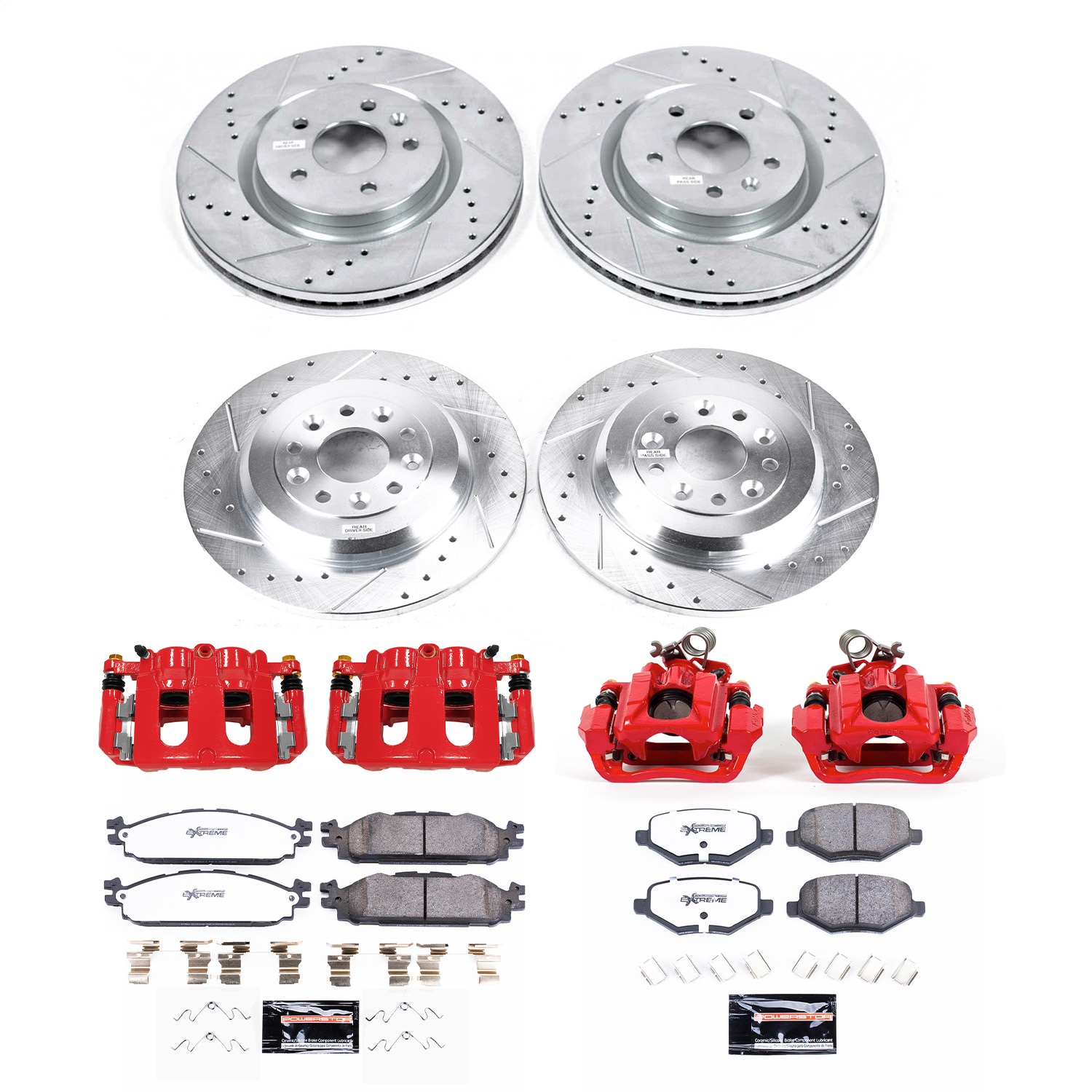 Power Stop - KC8971-36 - Front and Rear - Disc Brake Pad/Caliper and Rotor Kit
