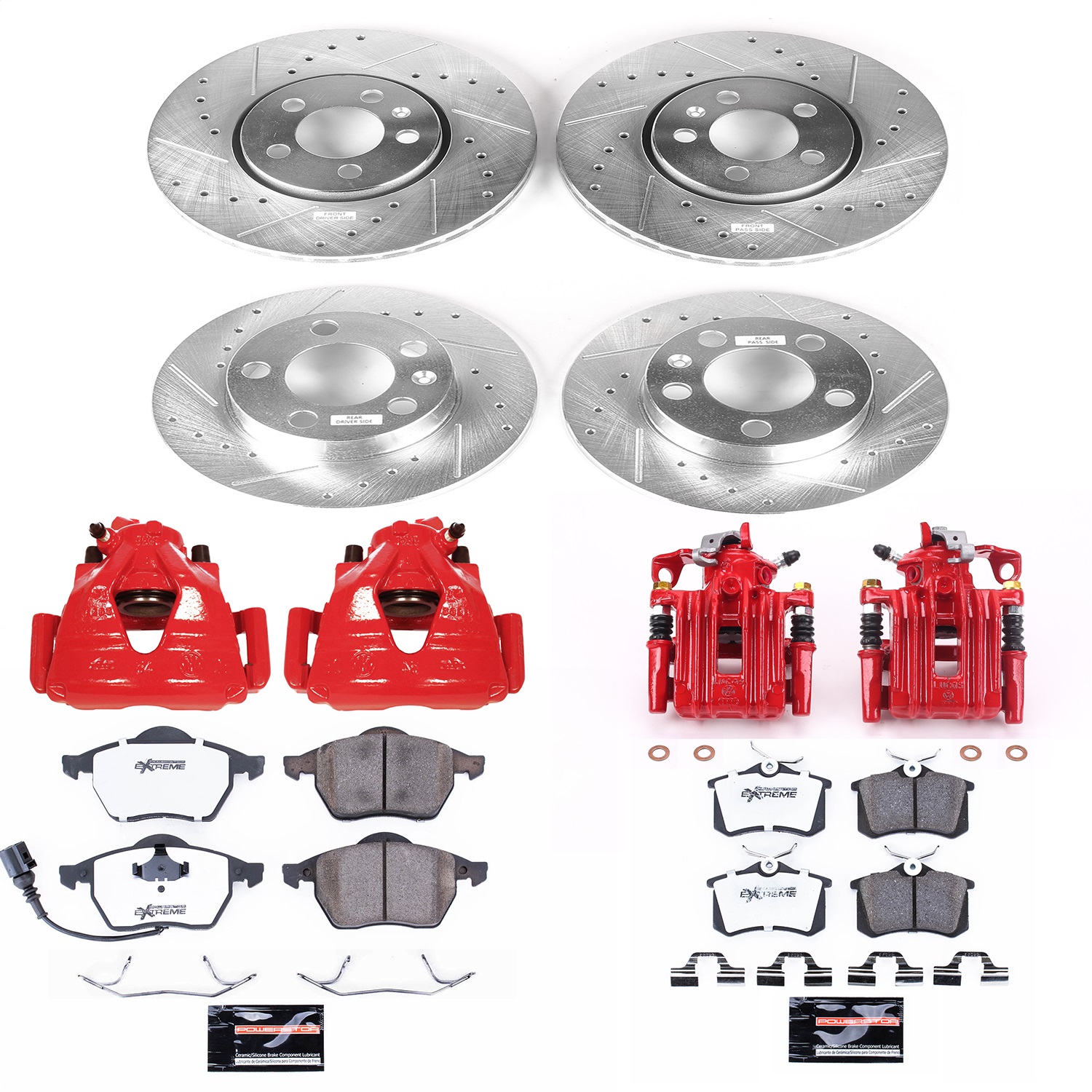 Power Stop - KC899A-26 - Front and Rear - Disc Brake Pad/Caliper and Rotor Kit