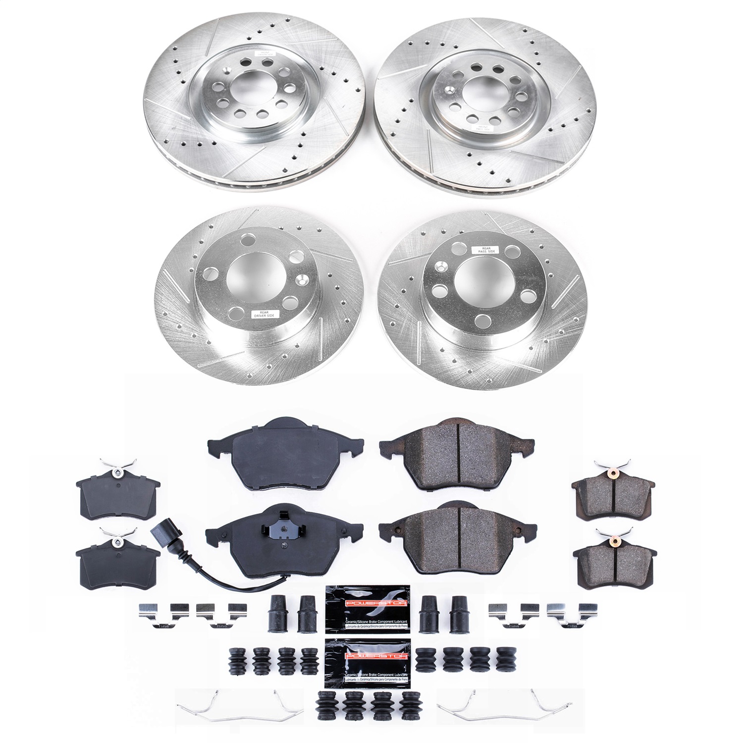 Power Stop - KC915 - Front and Rear - Disc Brake Pad/Caliper and Rotor Kit