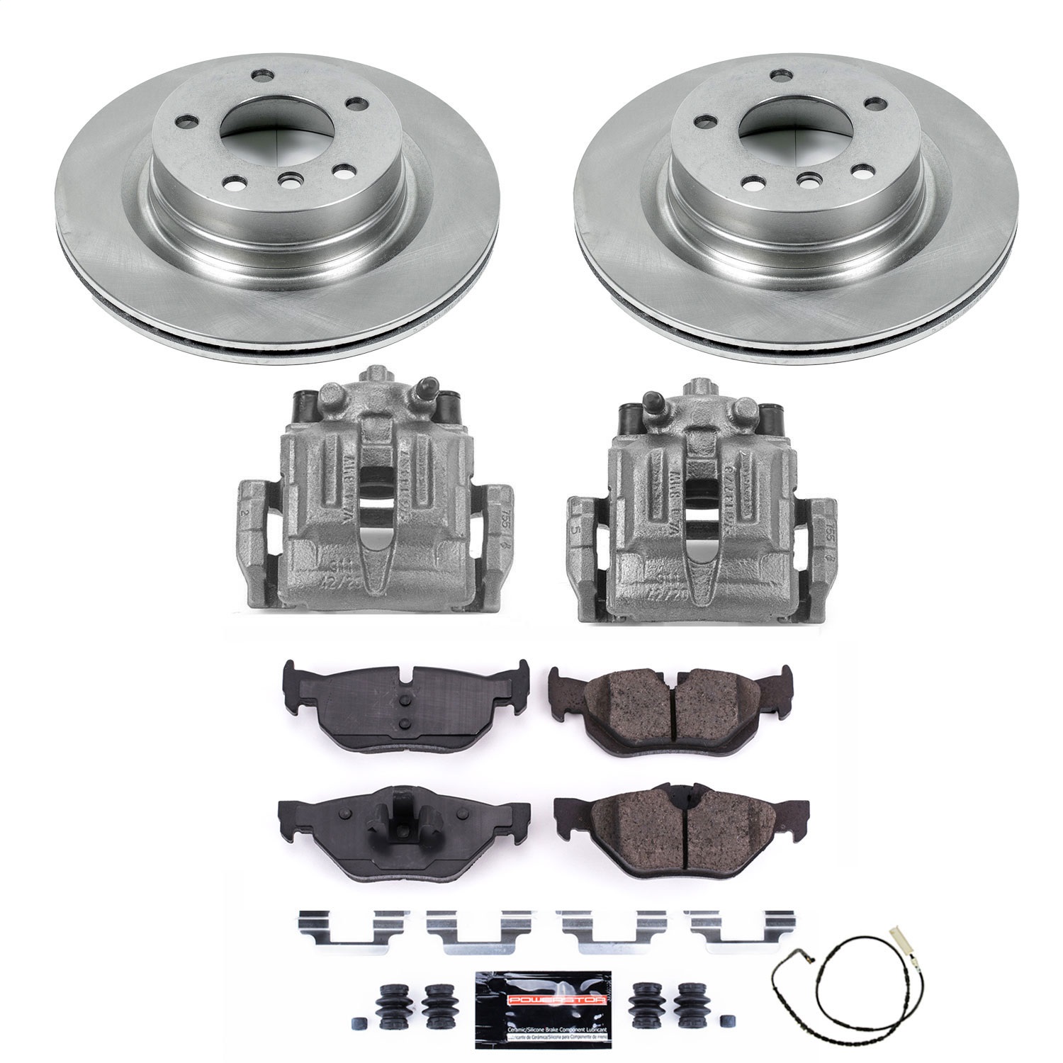 Power Stop - KCOE044 - Rear - Disc Brake Pad/Caliper and Rotor Kit
