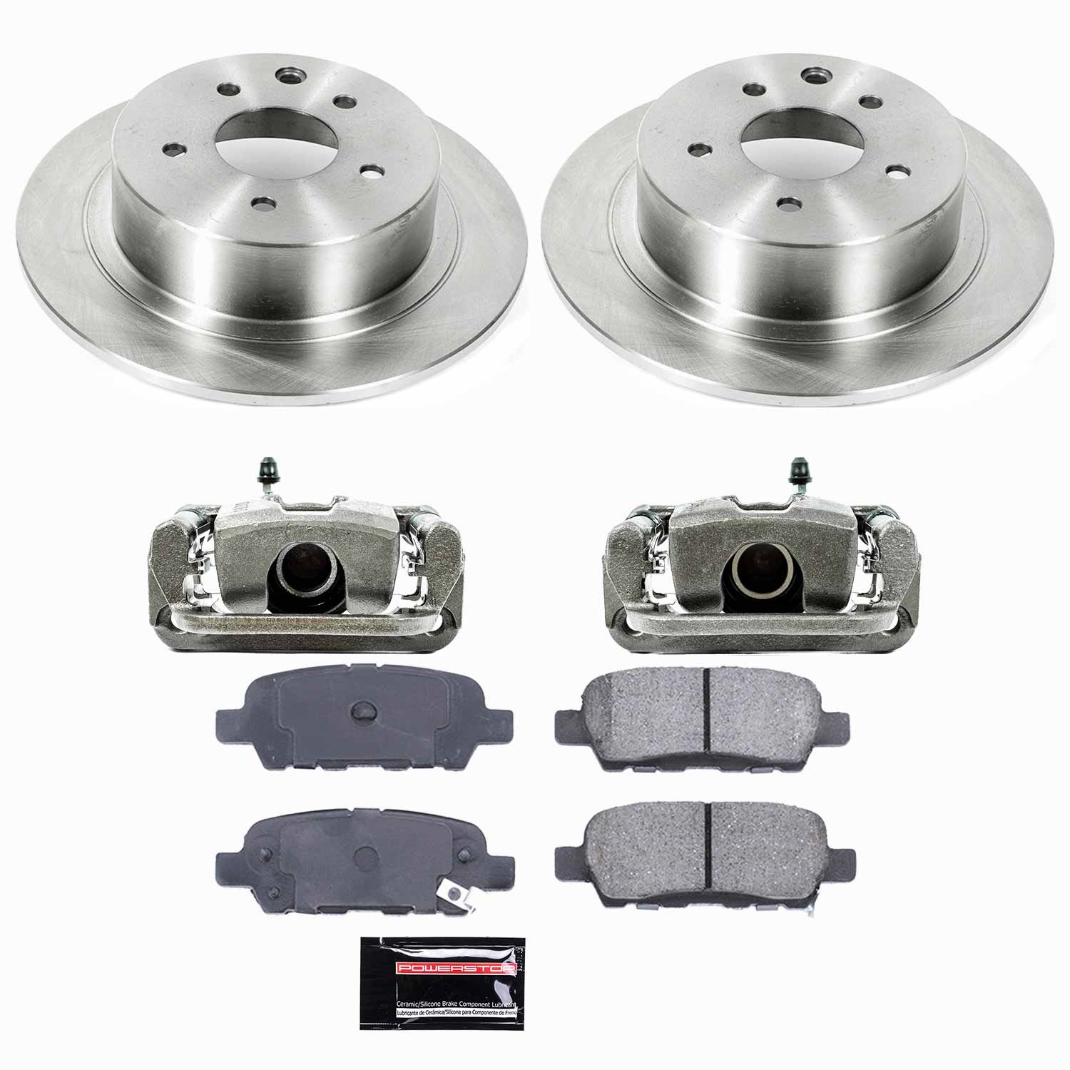 Power Stop - KCOE098A - Rear - Disc Brake Pad/Caliper and Rotor Kit
