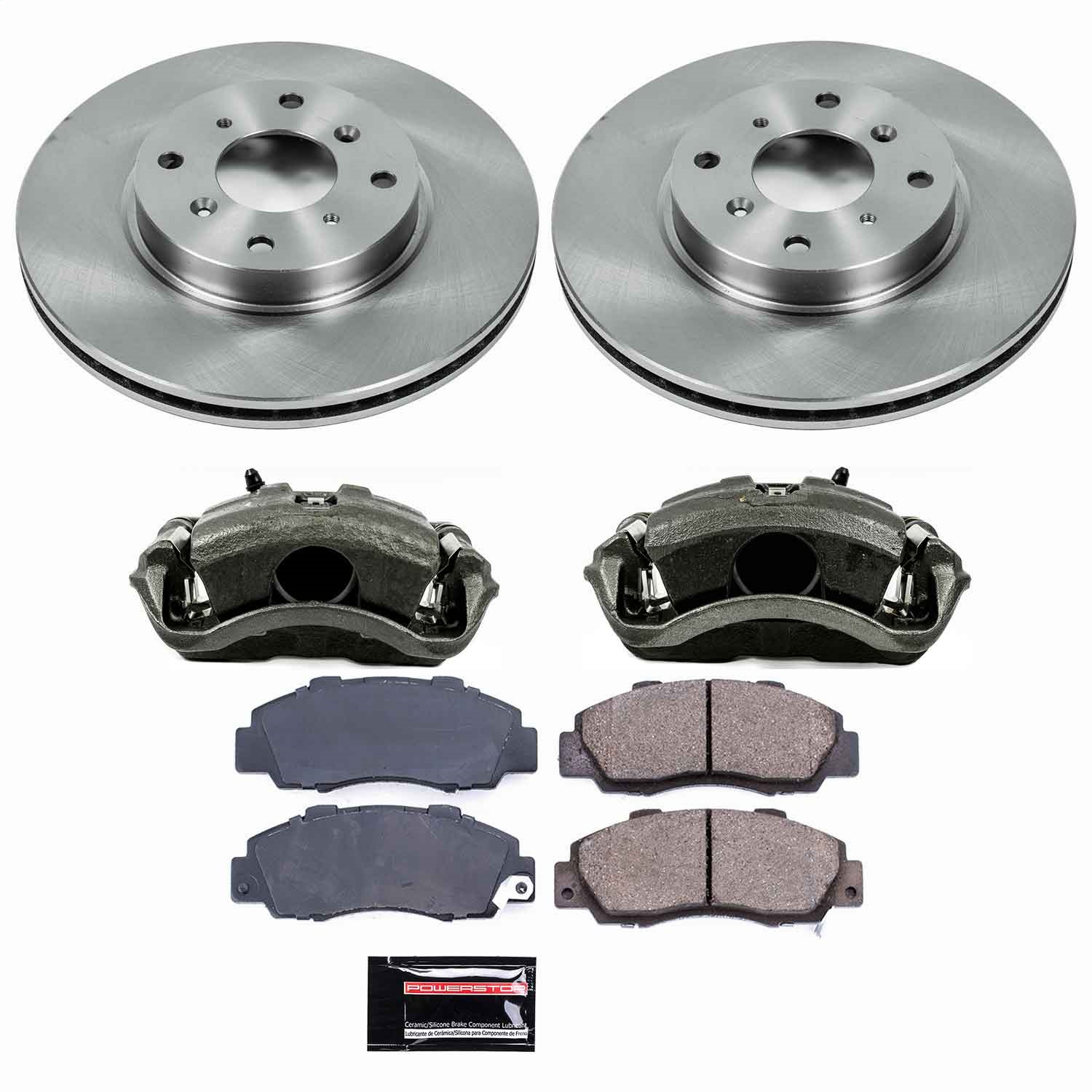 Power Stop - KCOE1037 - Front - Disc Brake Pad/Caliper and Rotor Kit