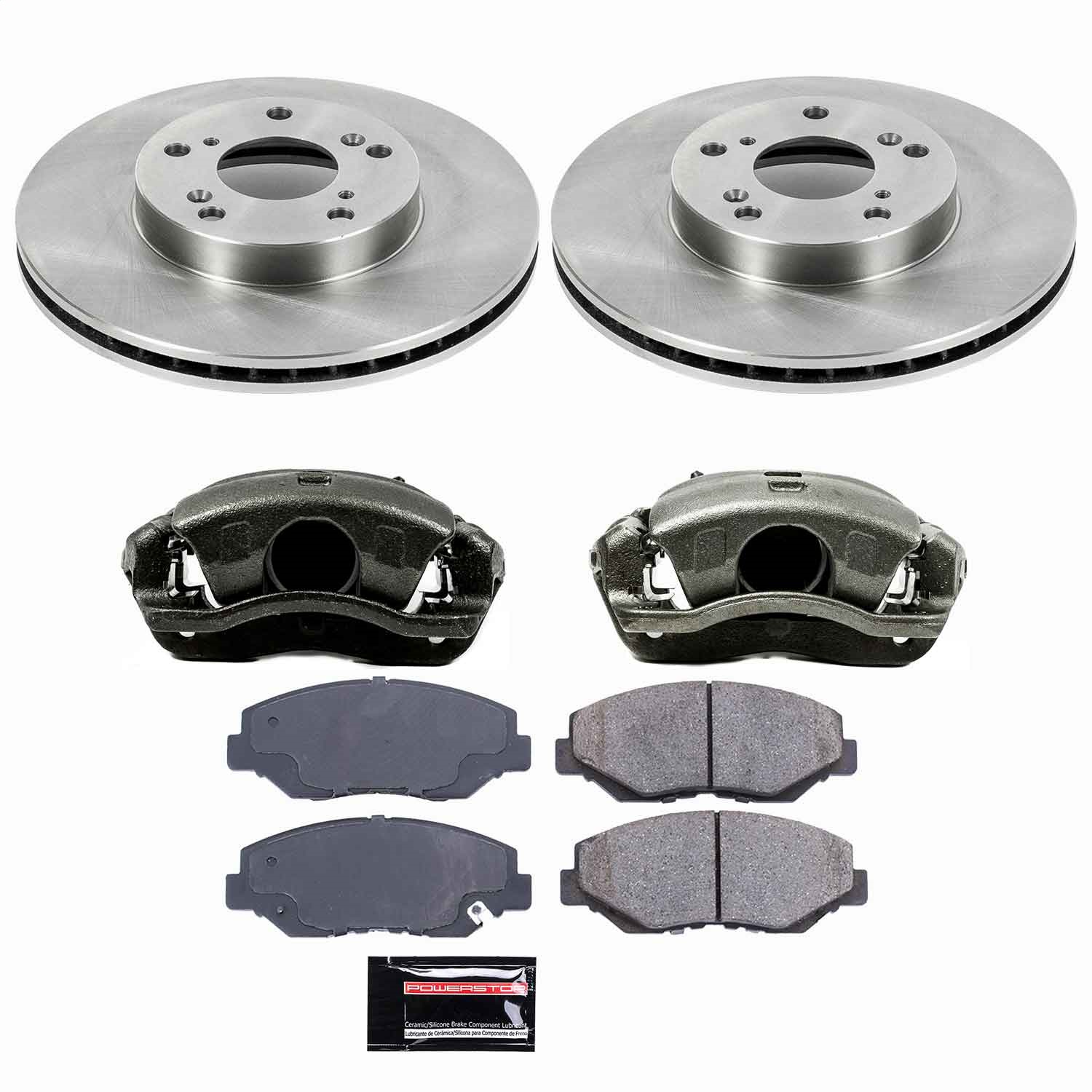 Power Stop - KCOE1043 - Front - Disc Brake Pad/Caliper and Rotor Kit