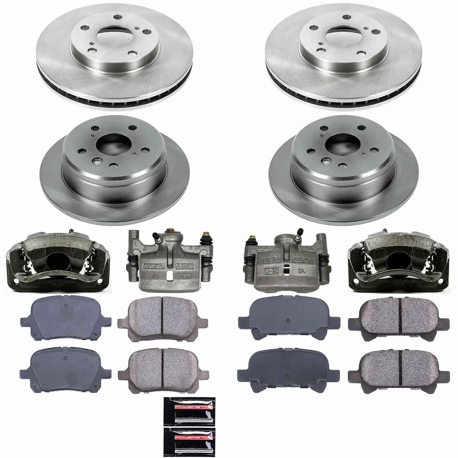 Power Stop - KCOE1060 - Front and Rear - Disc Brake Pad/Caliper and Rotor Kit