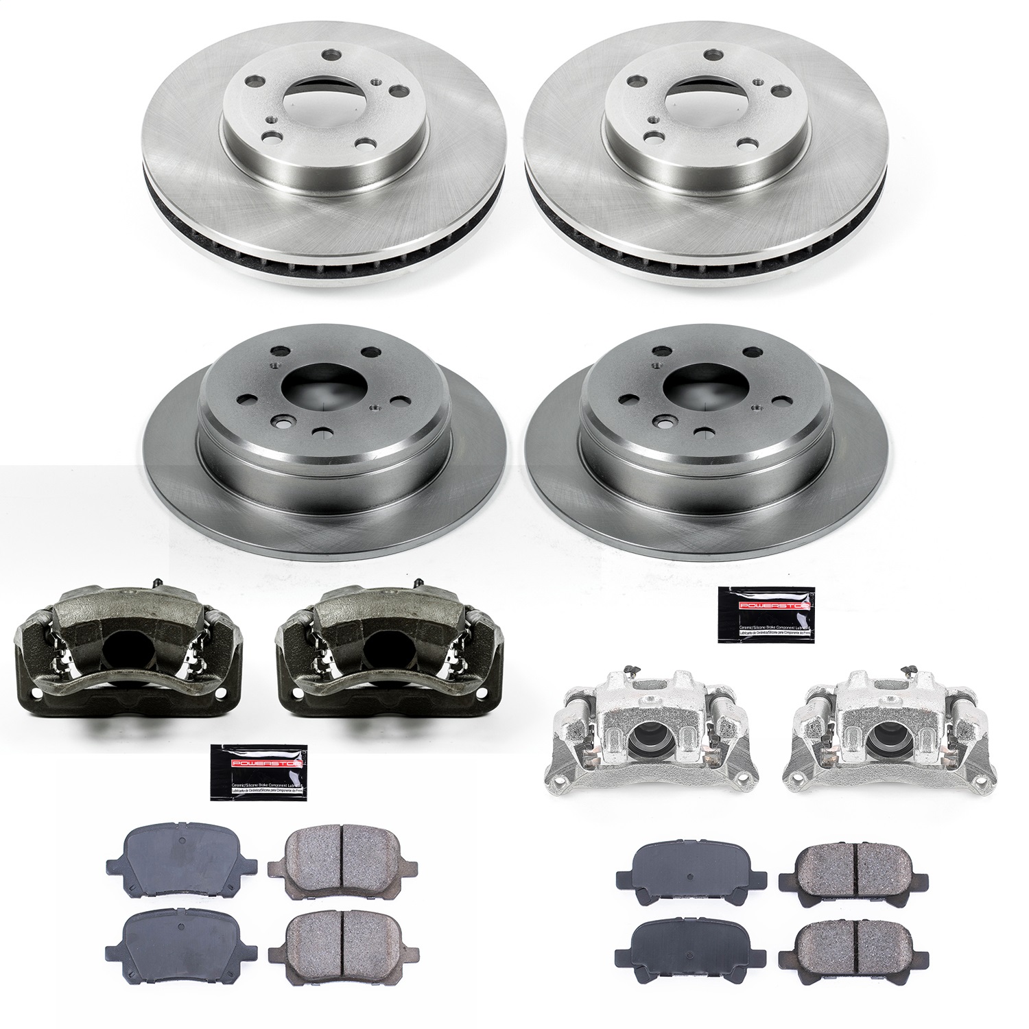 Power Stop - KCOE1060A - Front and Rear - Disc Brake Pad/Caliper and Rotor Kit