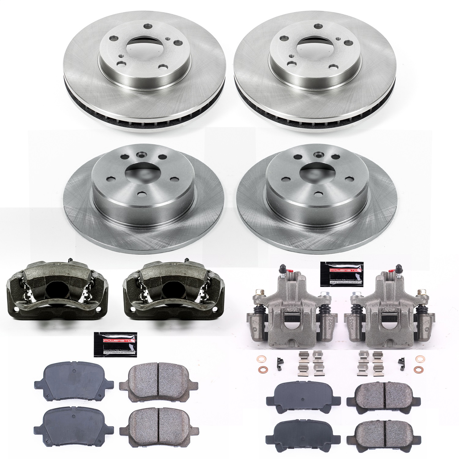 Power Stop - KCOE1063 - Front and Rear - Disc Brake Pad/Caliper and Rotor Kit