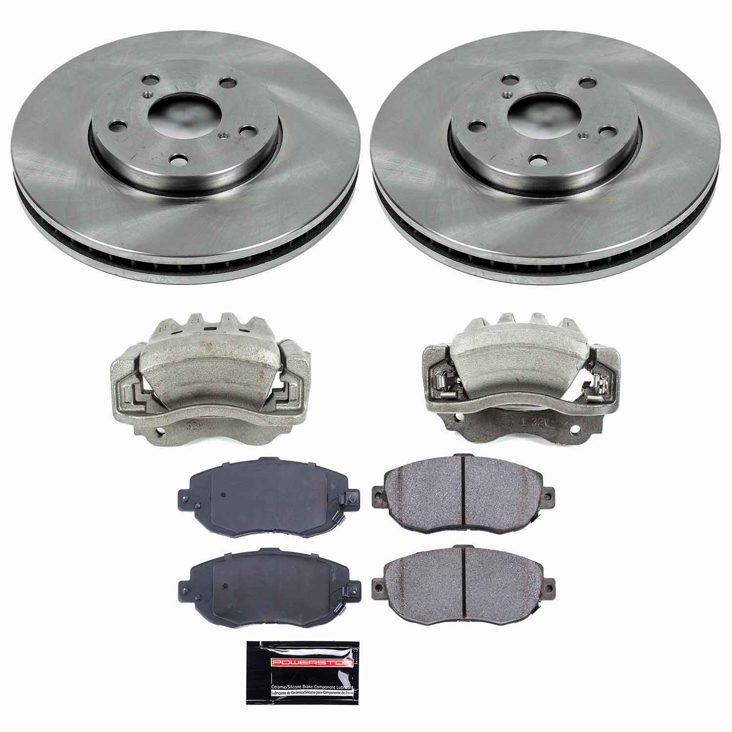 Power Stop - KCOE1077 - Front - Disc Brake Pad/Caliper and Rotor Kit