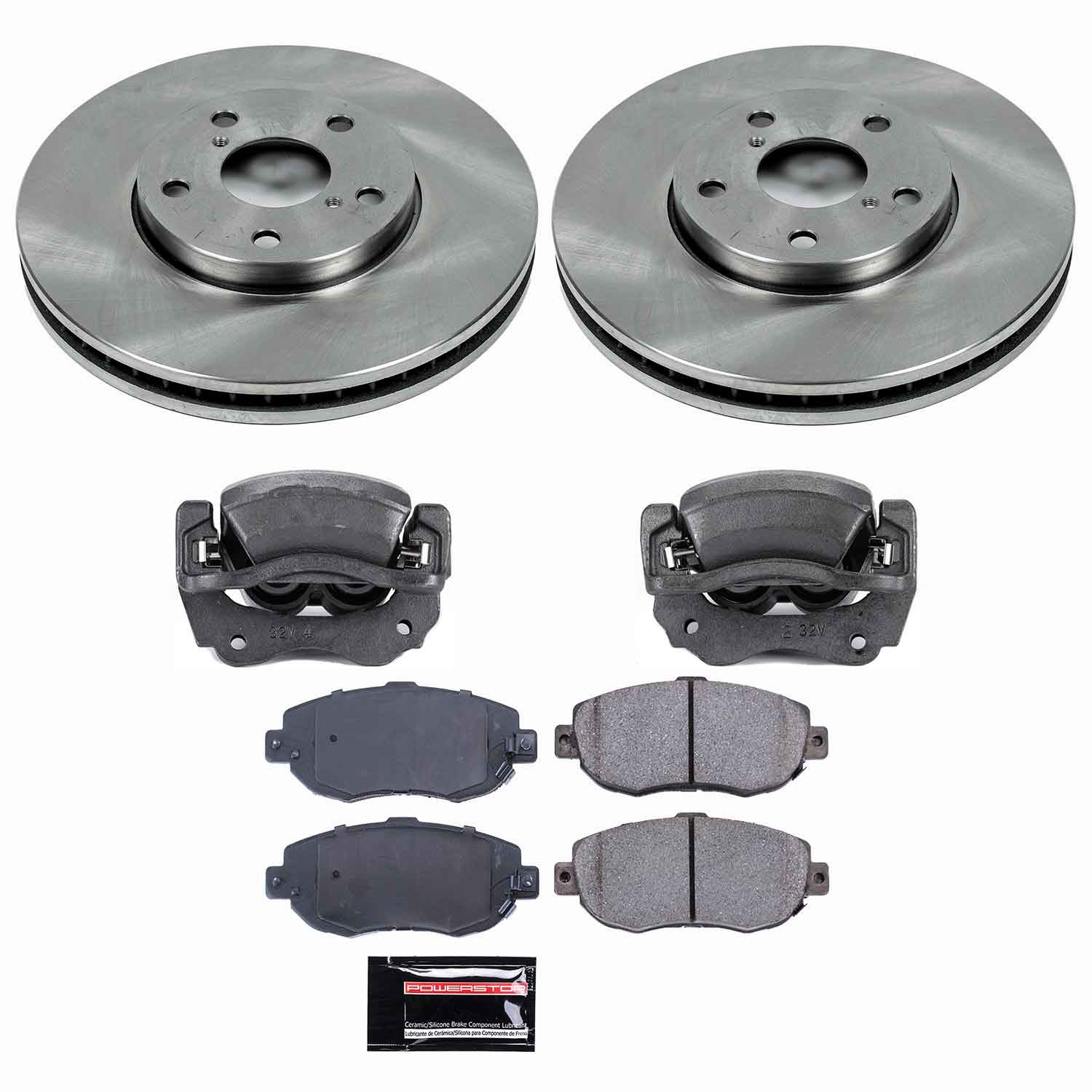 Power Stop - KCOE1077A - Front - Disc Brake Pad/Caliper and Rotor Kit